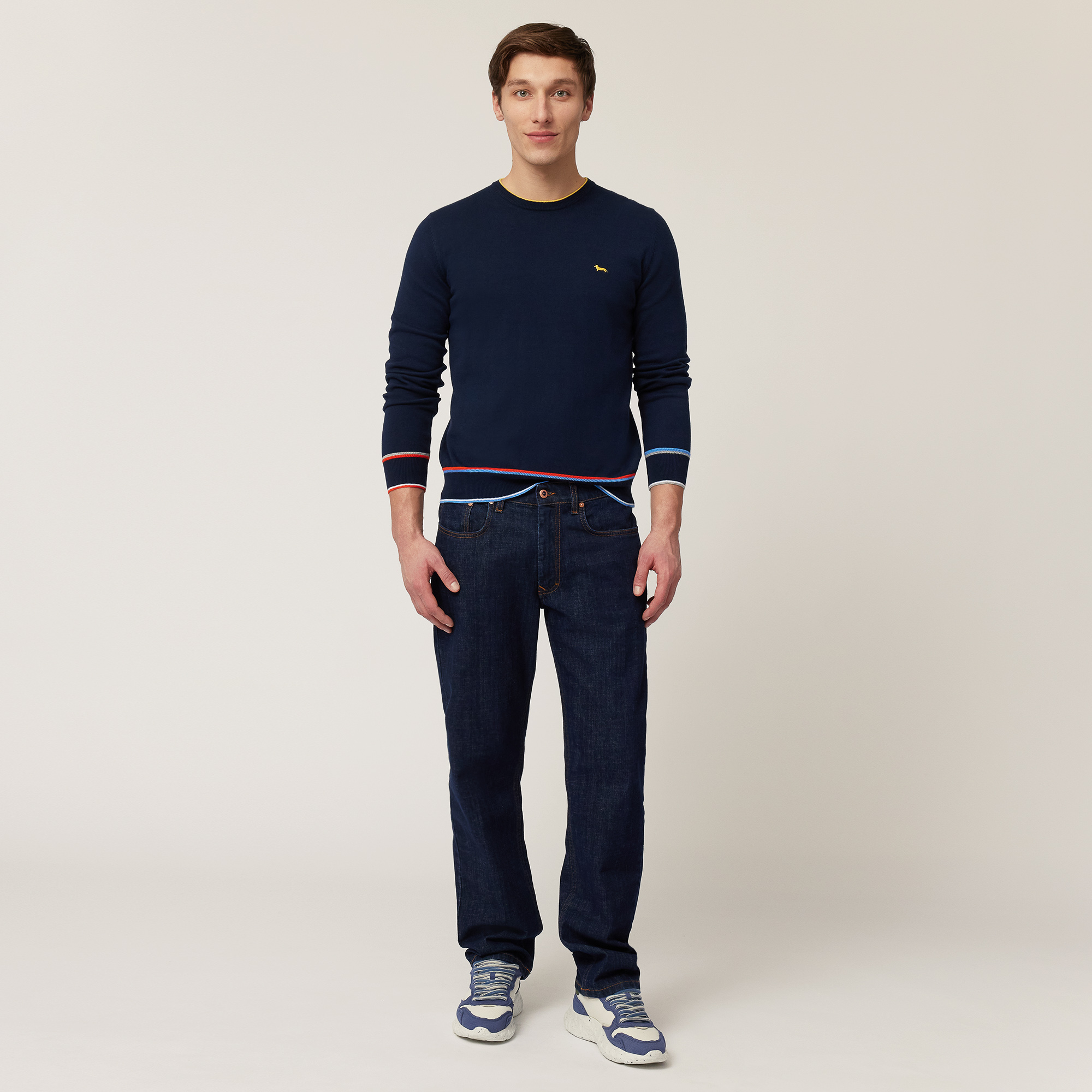 Pullover Con Contrasti, Blu Navy, large image number 3