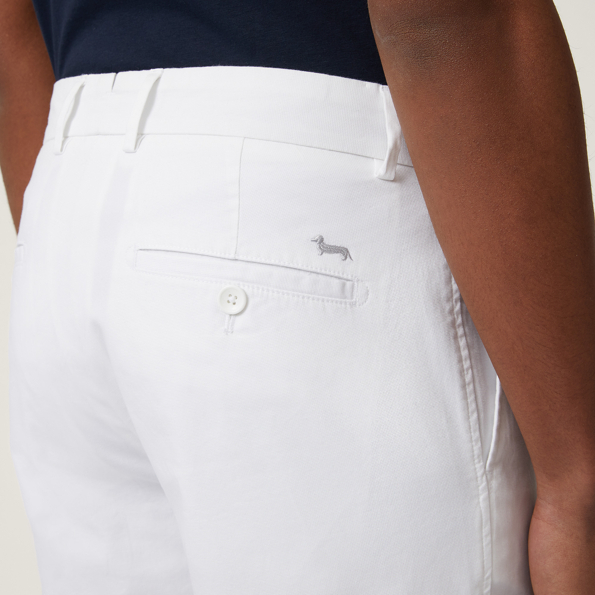 Stretch Cotton Bermuda Shorts, White, large image number 2