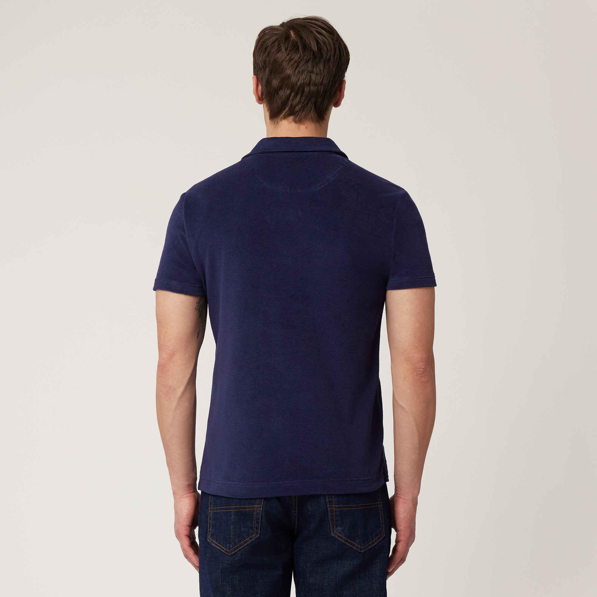 Terry Cotton Polo, Navy Blue, large image number 1