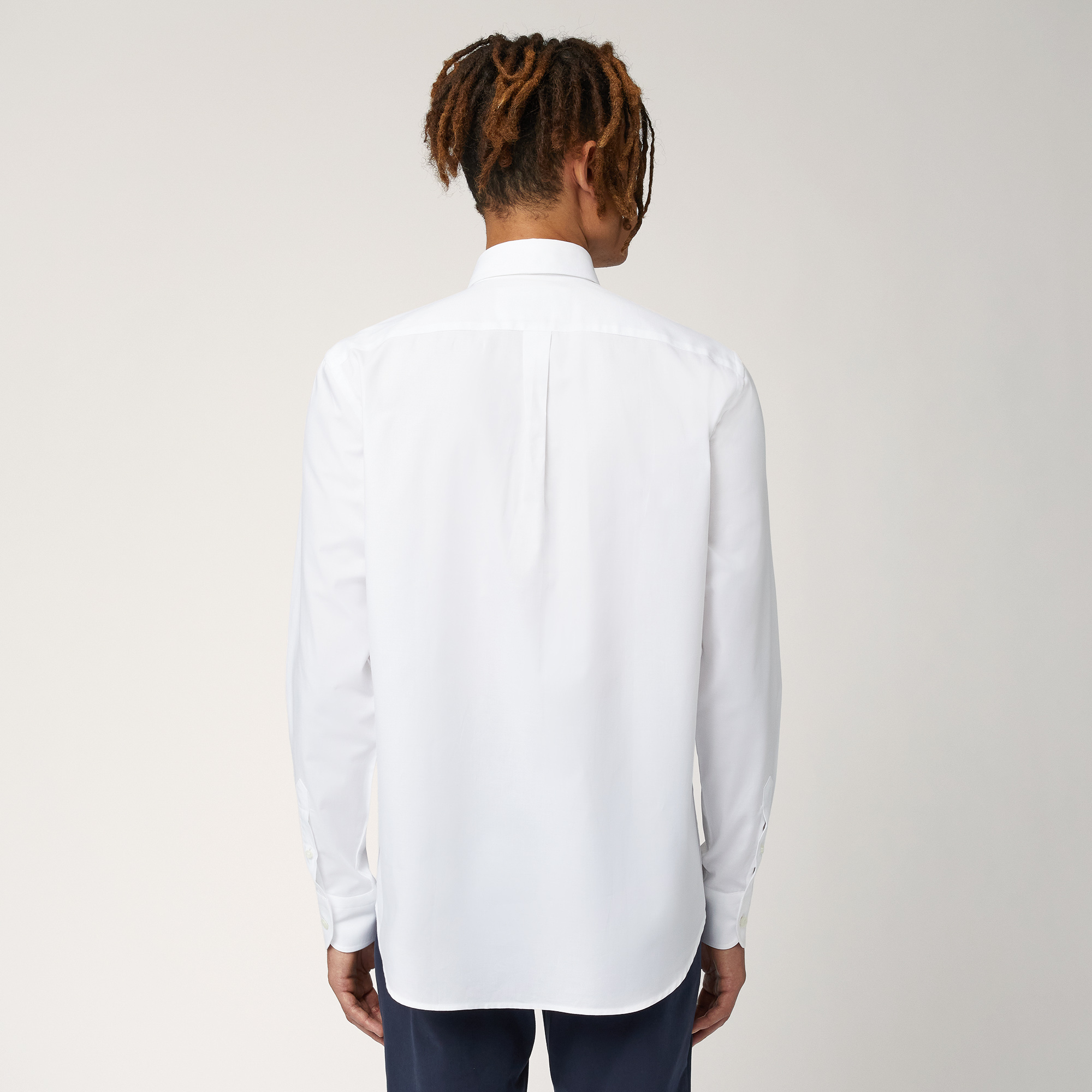 Solid-Colored Cotton Shirt, White, large image number 1