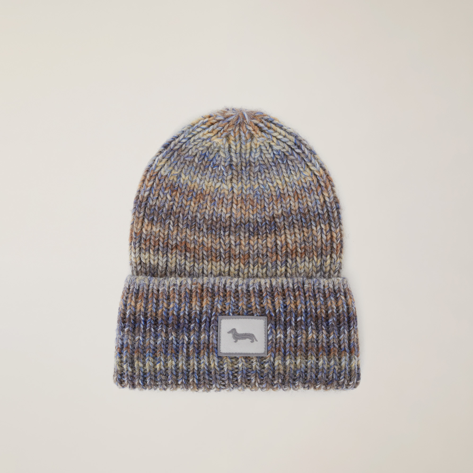 Beanie In Misto Lana Vergine, Blu, large