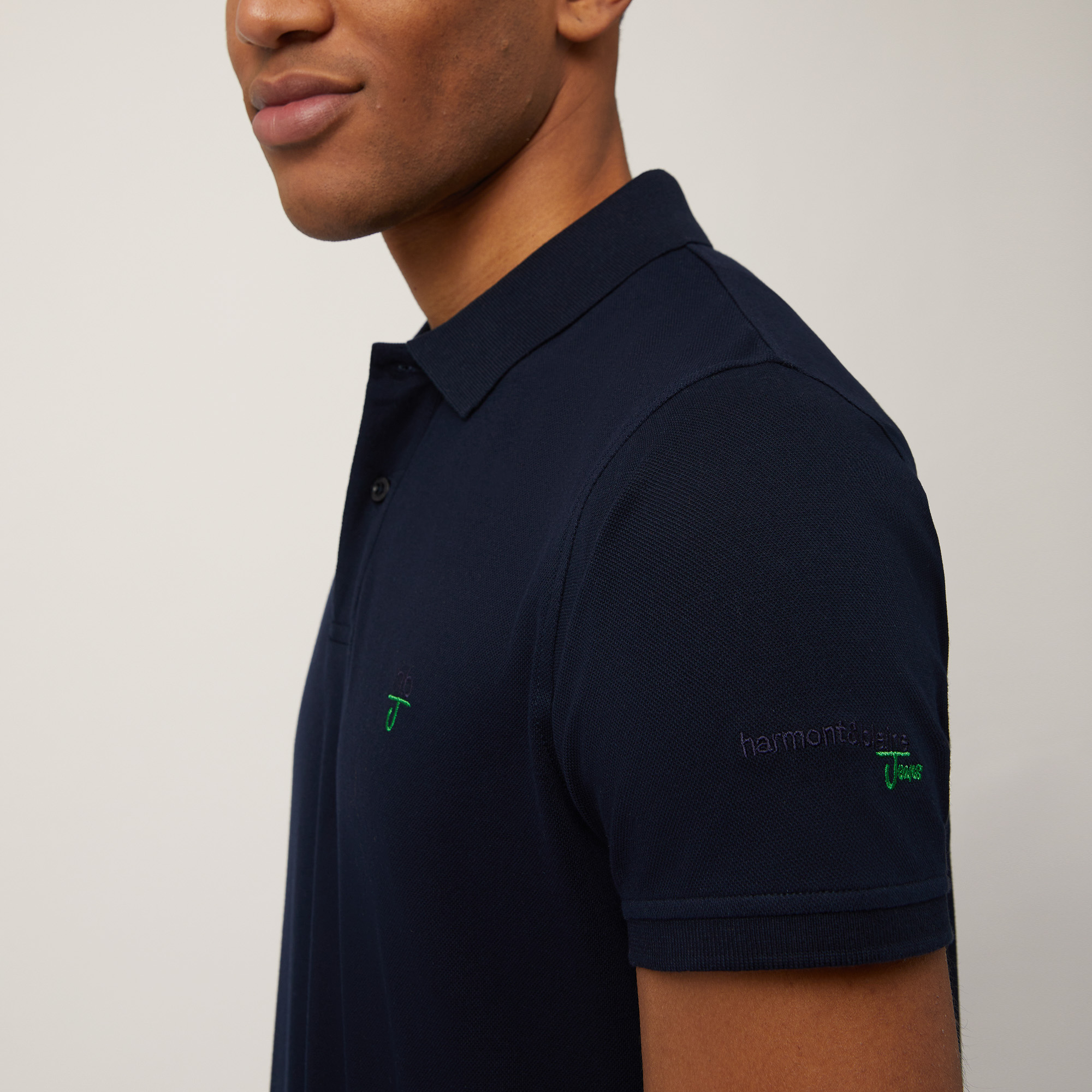 Polo In Cotone Narrow Fit, Blu Scuro, large image number 2