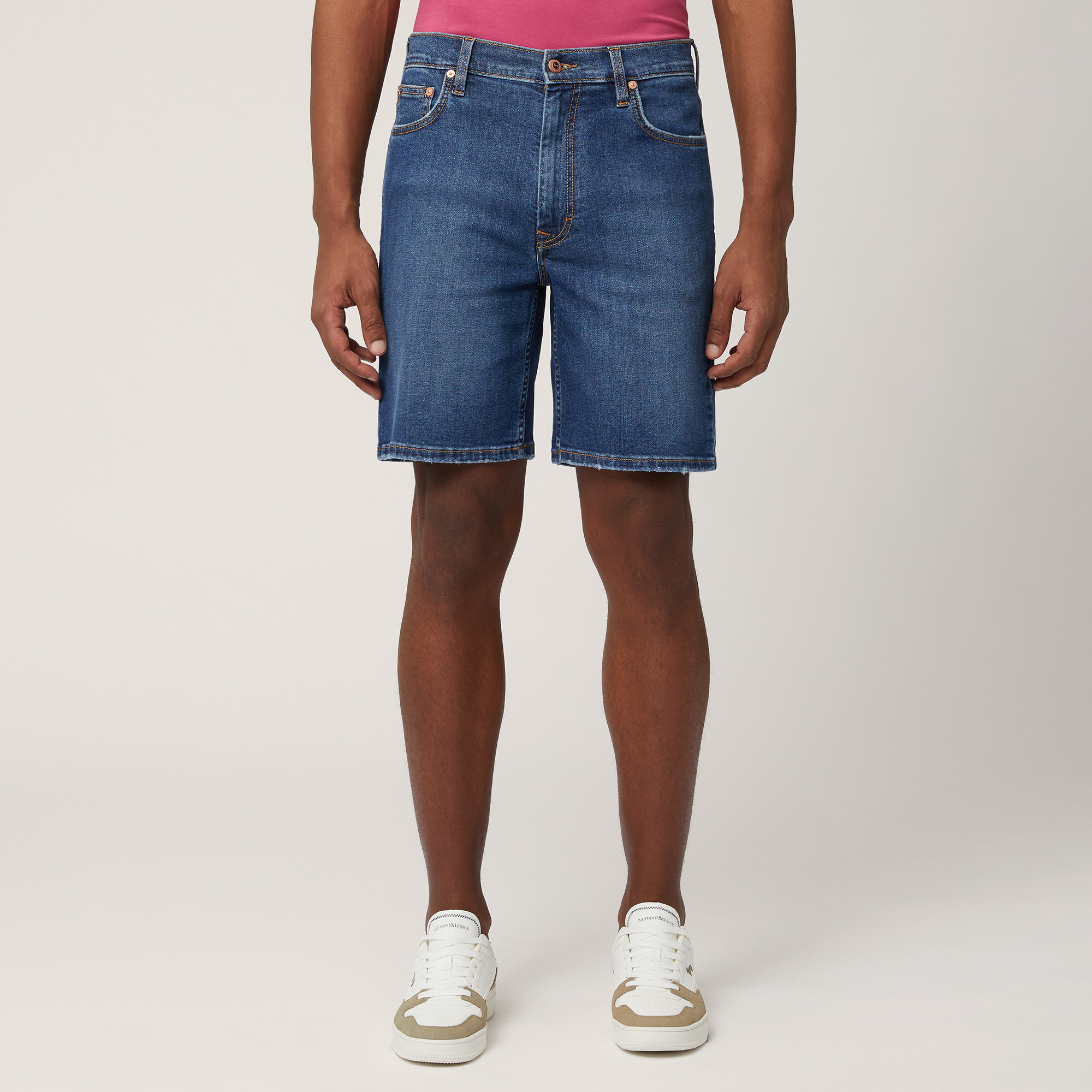 Straight Fit Denim Bermuda Shorts, Denim Blue, large image number 0