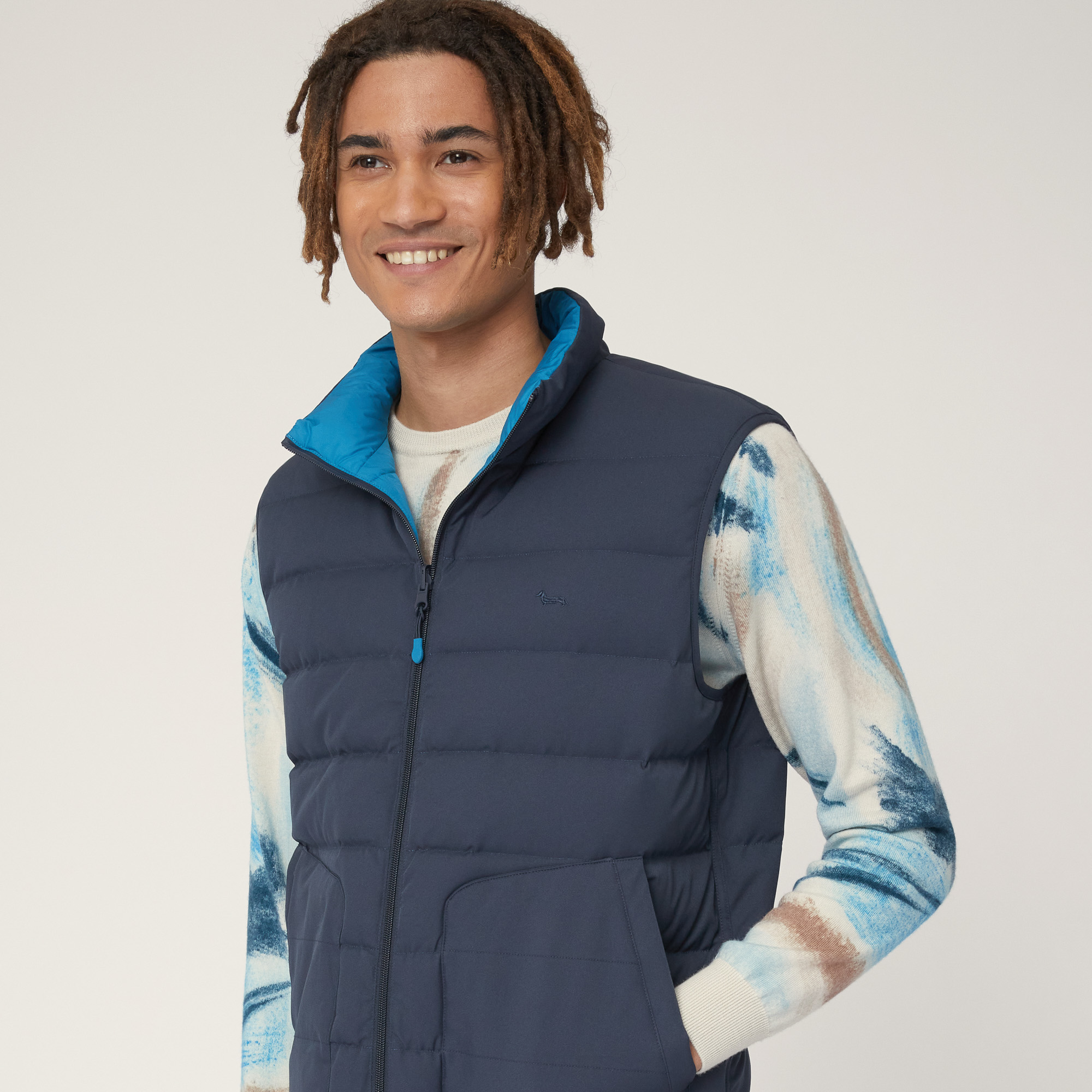 Reversible Padded Gilet, Blu, large image number 2