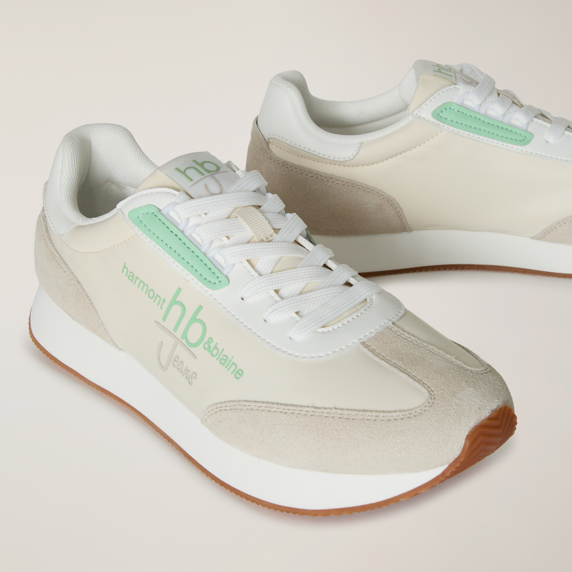 Running Sneakers with Logo, Creamy White, large image number 3