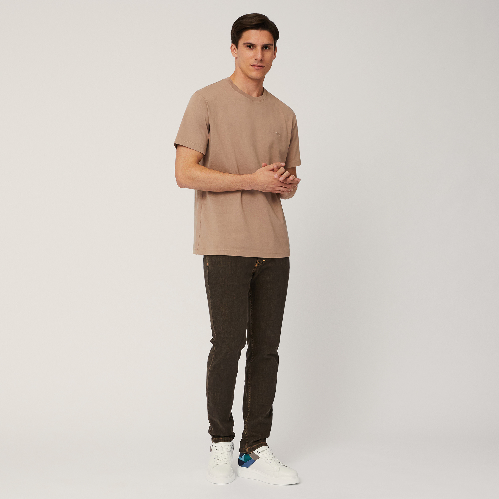 T-Shirt Relaxed Fit Con Logo, Beige, large image number 3