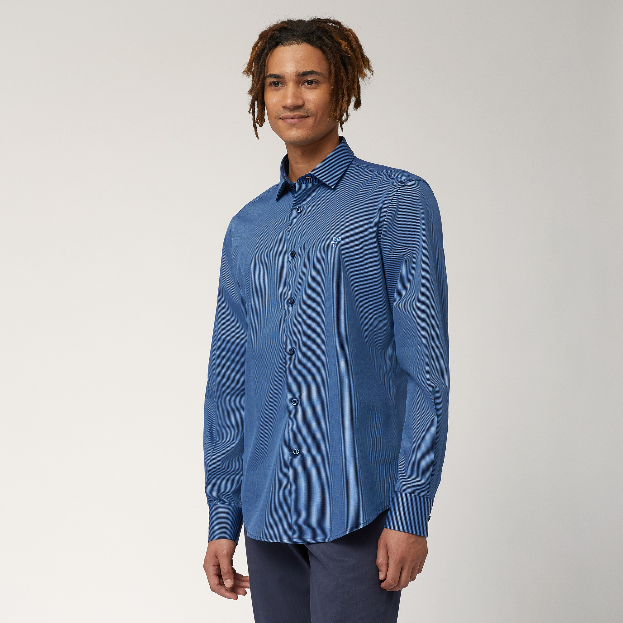 Micro-Striped Shirt, Light Blue, large image number 0