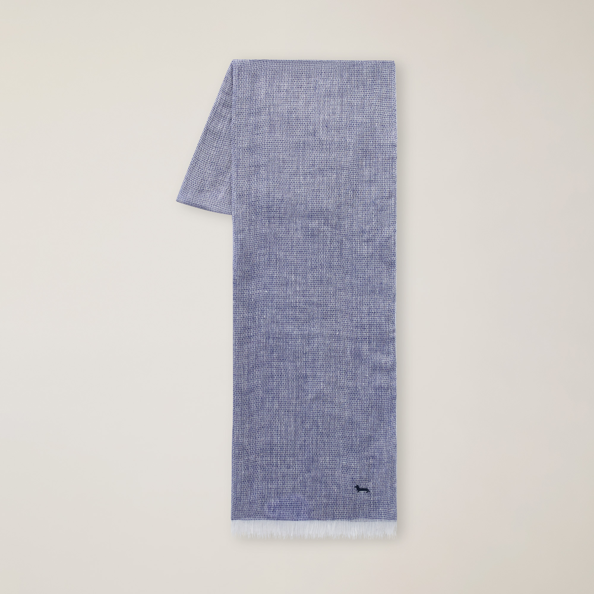 Solid-Color Linen Scarf, Marine Blue, large