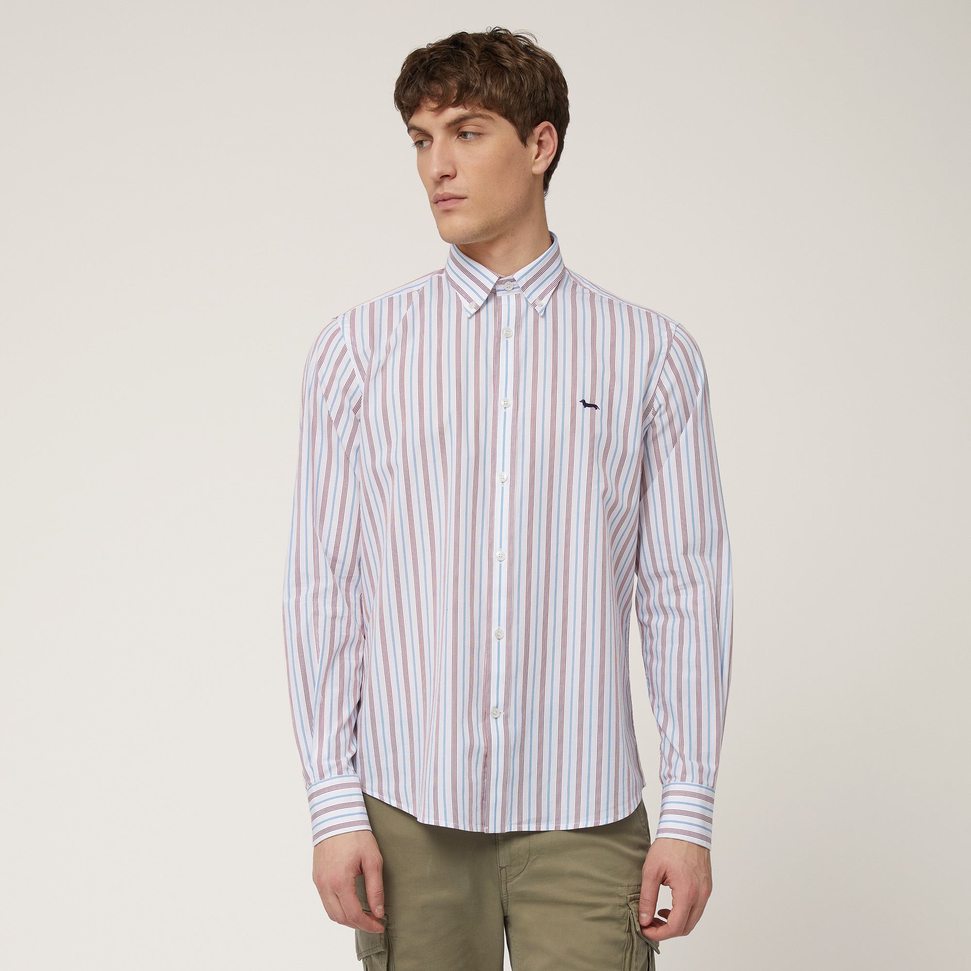 Striped Regular Shirt, Deep Red, large image number 0