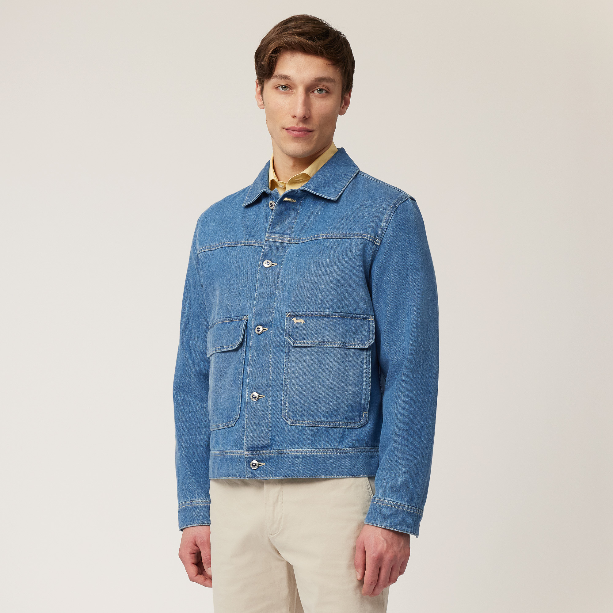 Cotton Denim Overshirt, Denim Blue, large image number 0