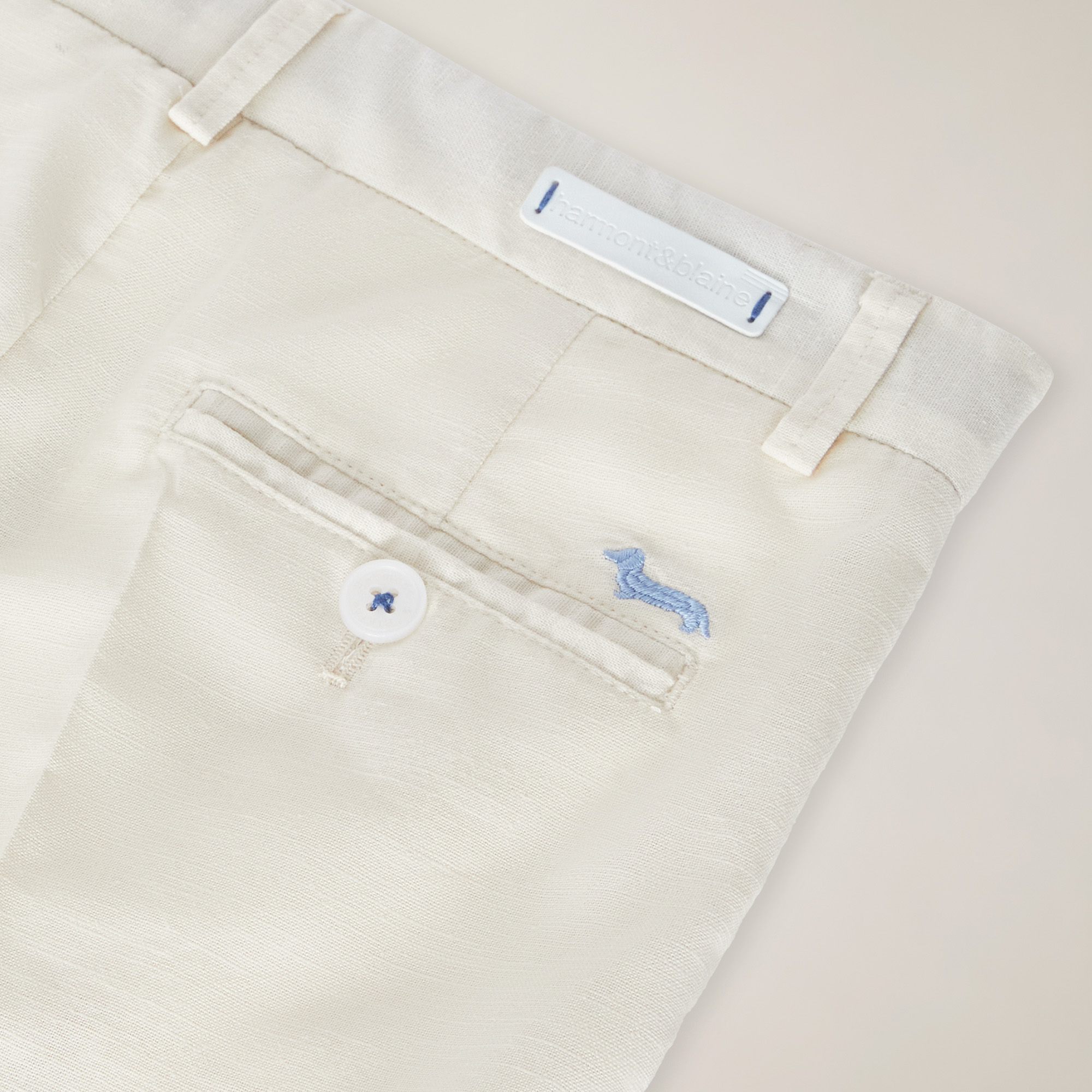 Linen-blend slash pocket Bermuda shorts, Milk White, large image number 2