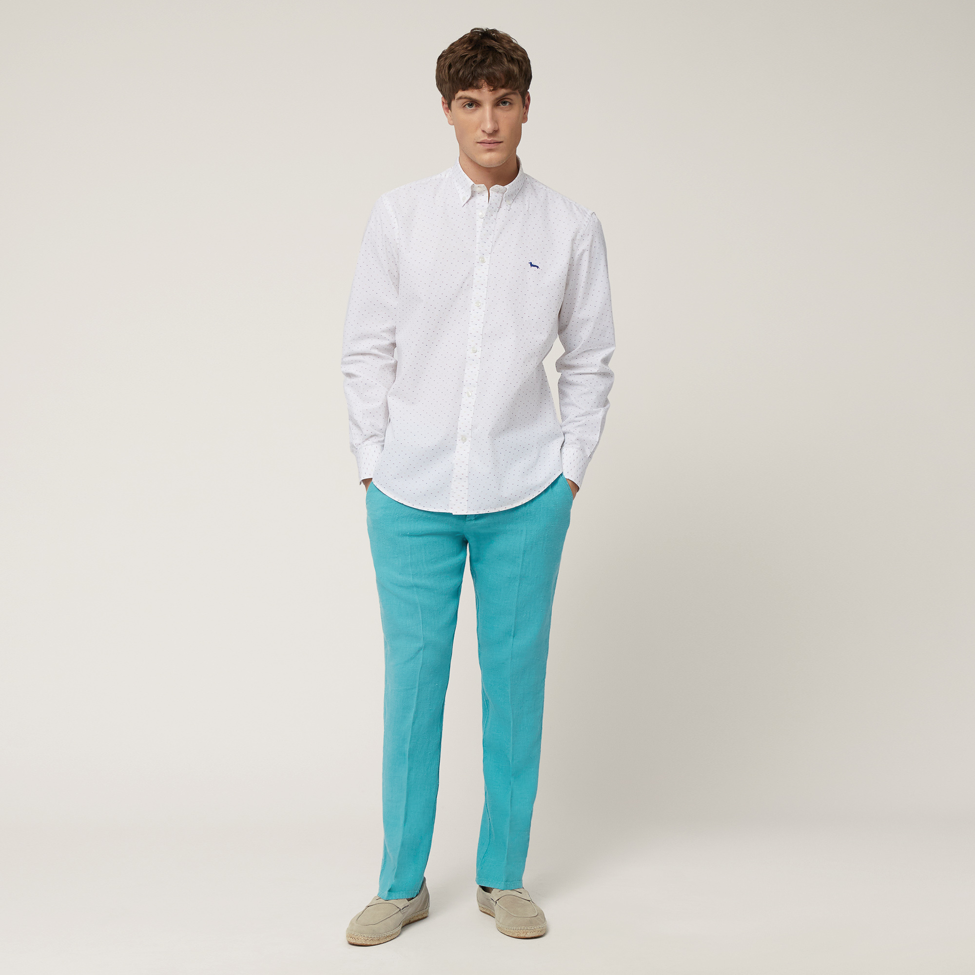 Linen Chino Pants, Turquoise, large image number 3