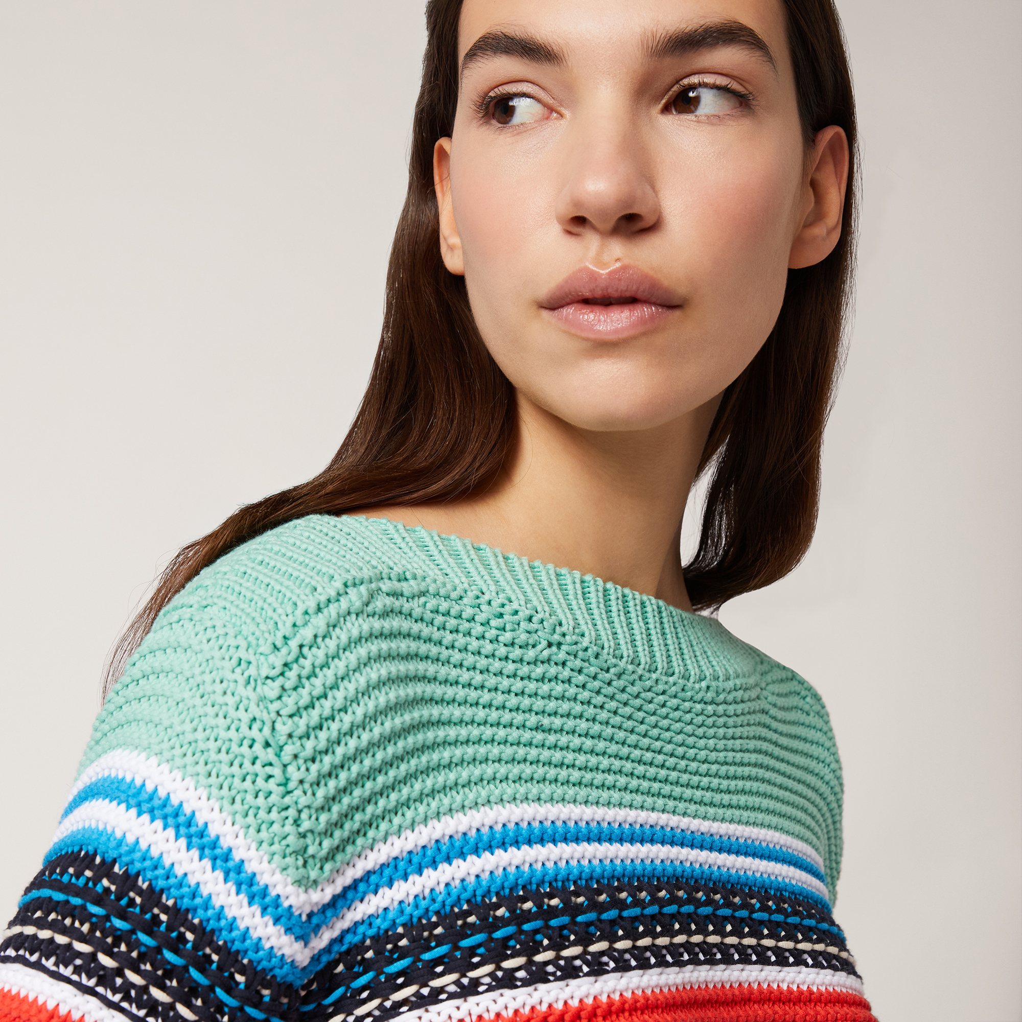 Multicolor Cordonetto Sweater, Turquoise, large image number 2