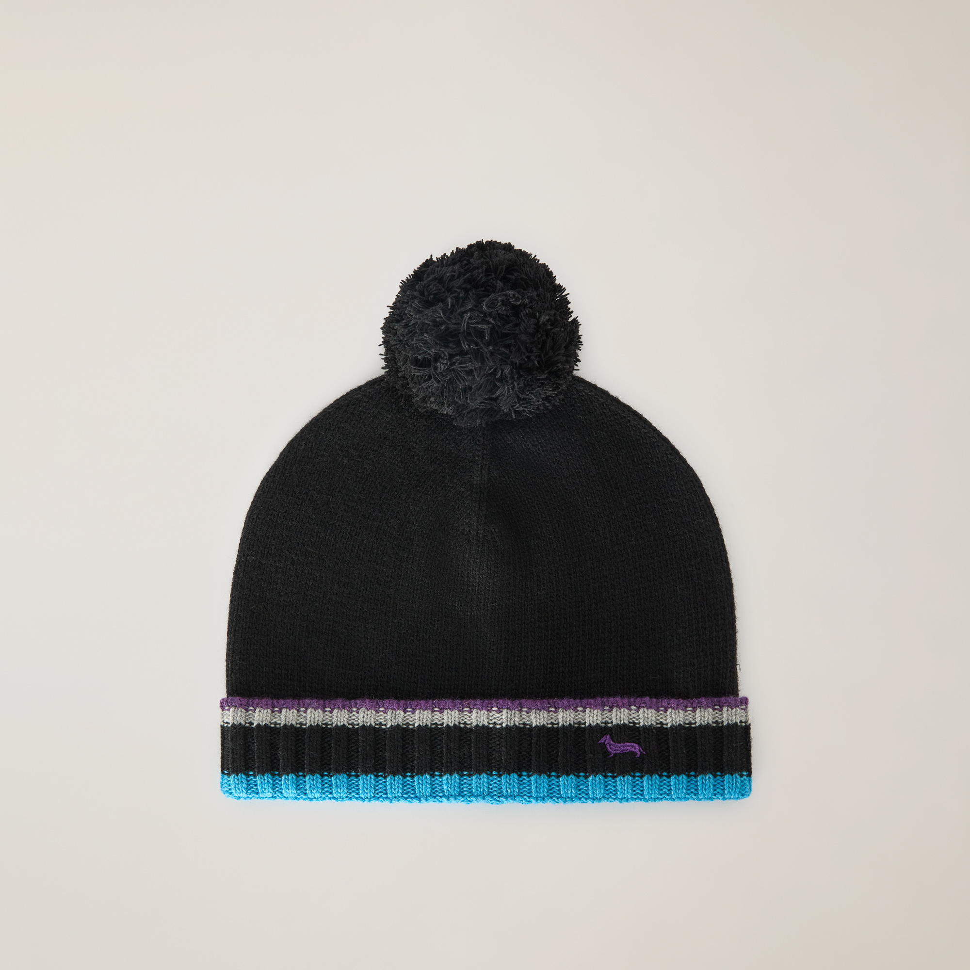 Gorro con pompón, Negro, large