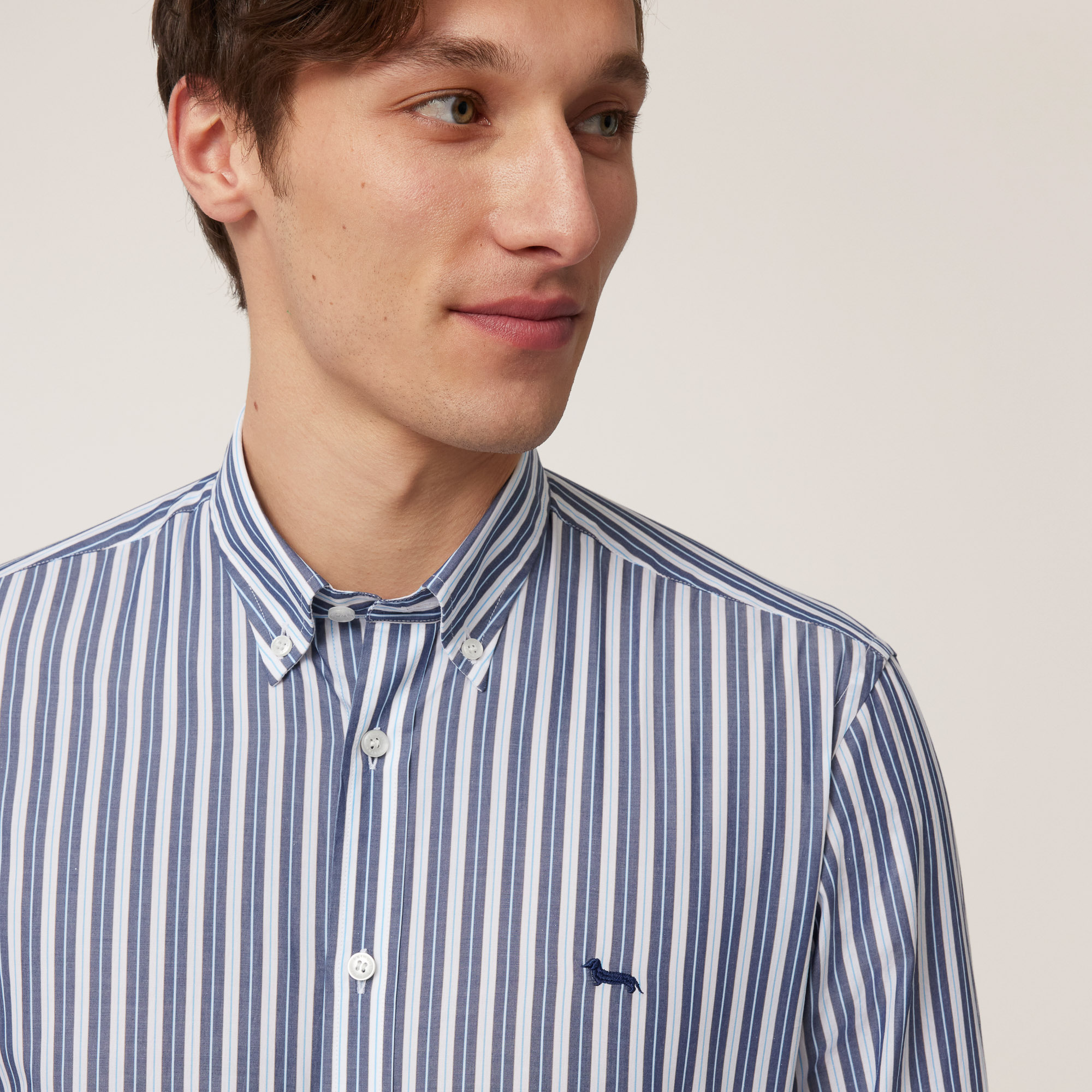 Striped Shirt with Dachshund, Navy Blue, large image number 2