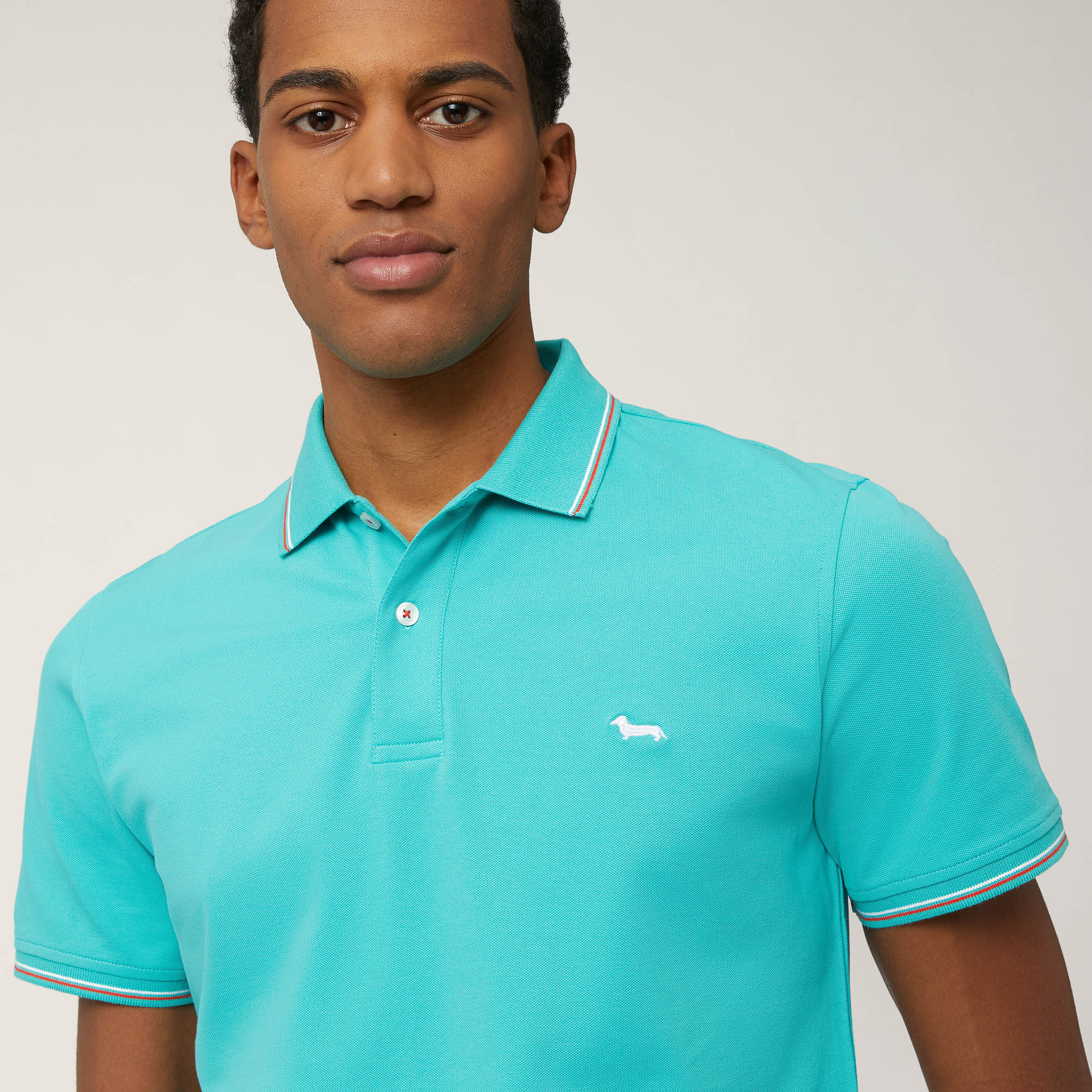 Polo with Striped Details, Turquoise, large image number 2