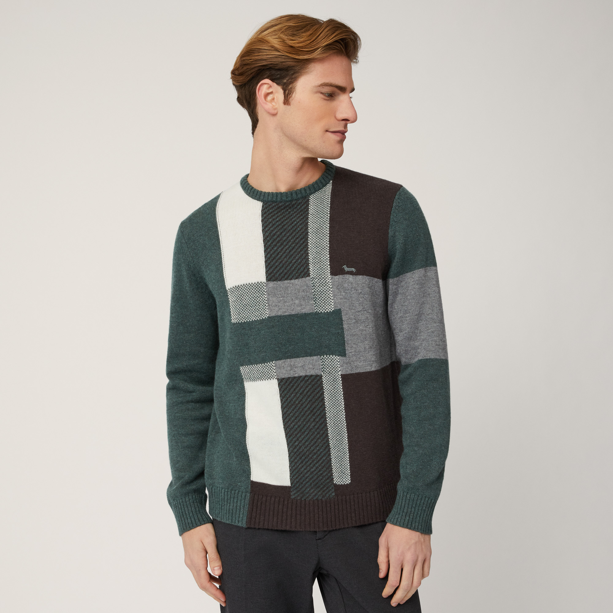 Color-Block Pullover with Logo, Green, large image number 0