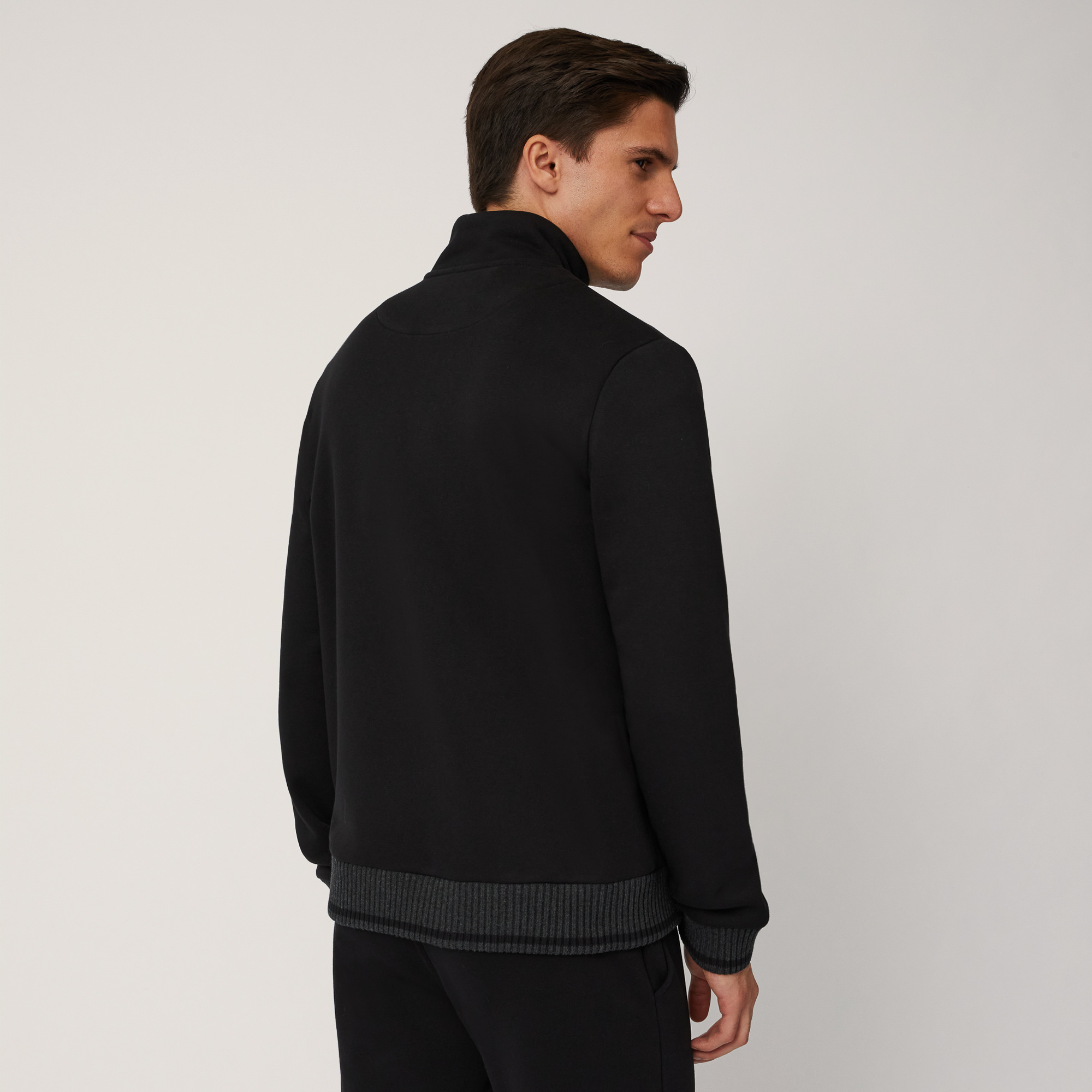 Sweatshirt with Contrasting Rib Knit