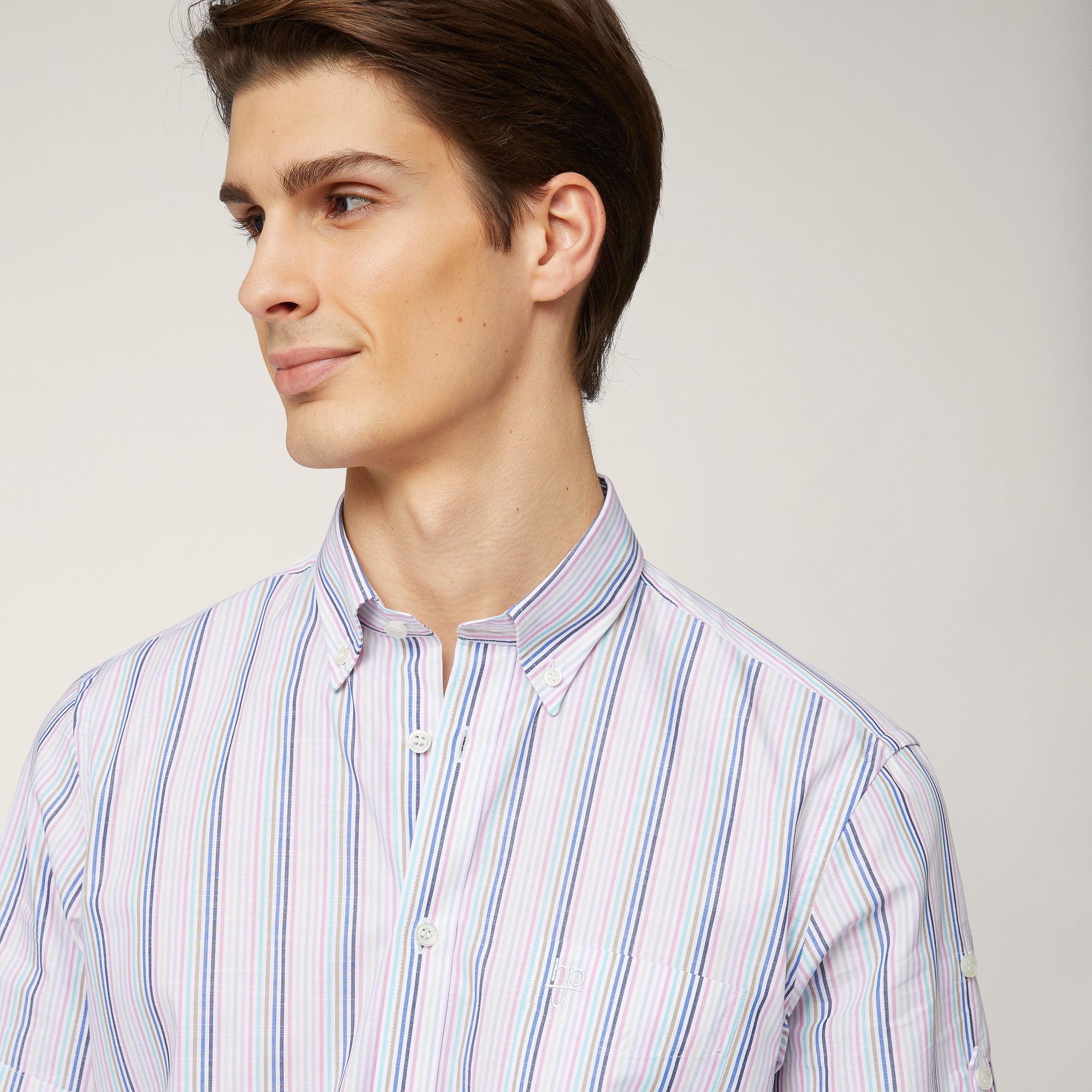 Striped Short-Sleeved Shirt, Pink, large image number 2