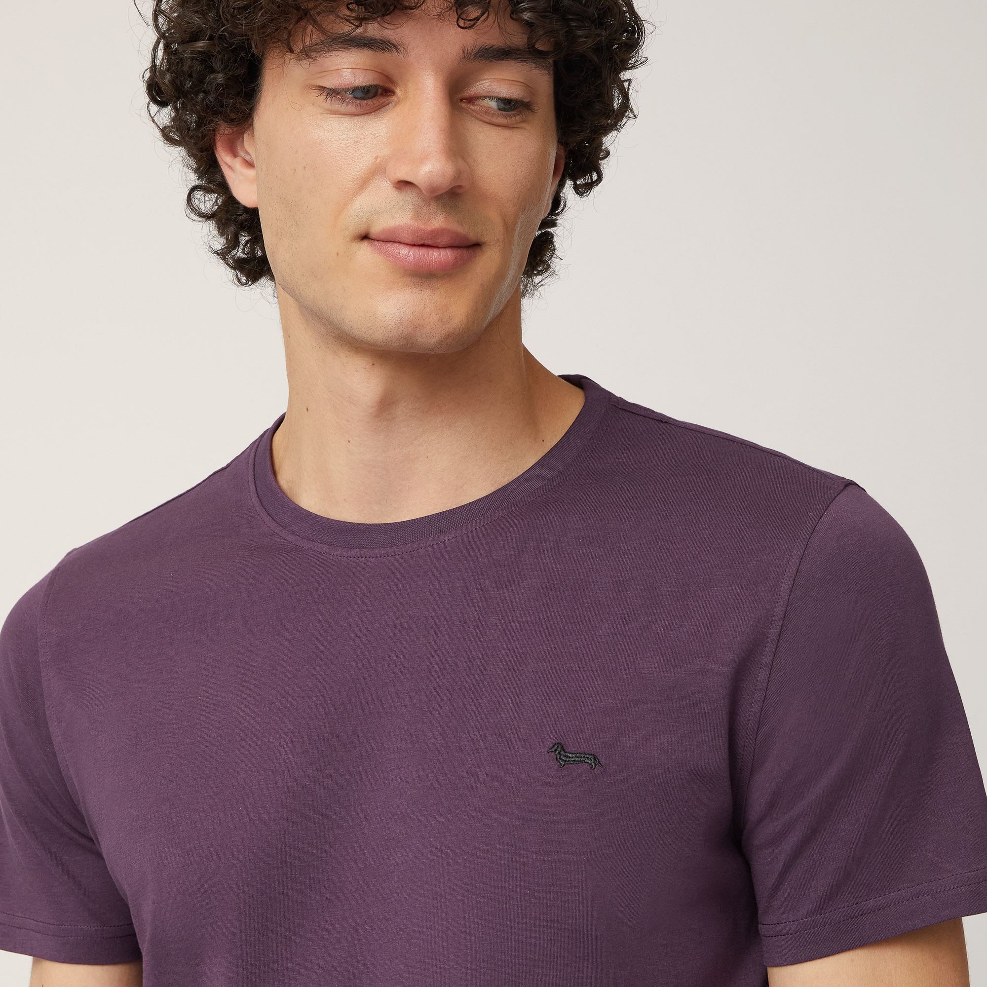 Narrow T-Shirt with Dachshund, Plum, large image number 2