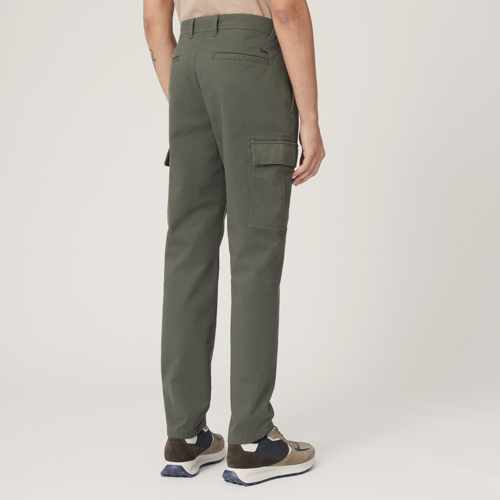 Stretch Cotton Cargo Pants, Verde, large image number 1