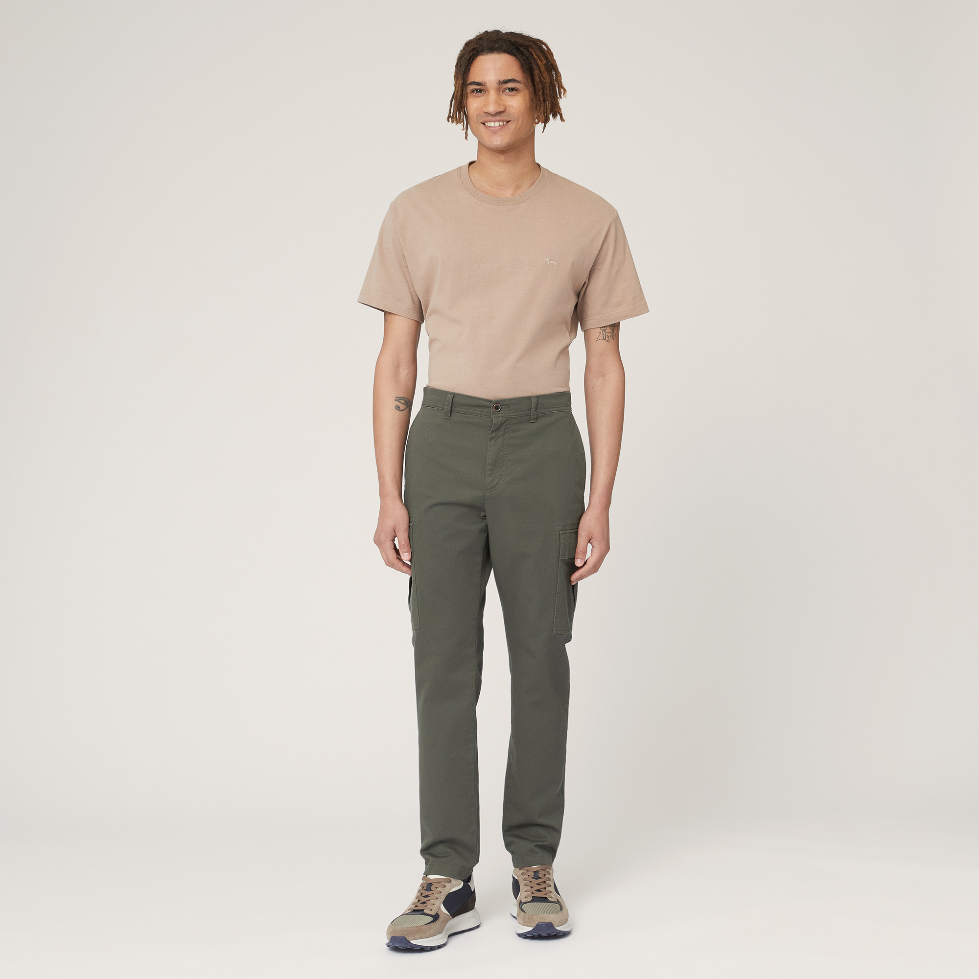 Pantaloni Cargo Cotone Stretch, Verde, large image number 3