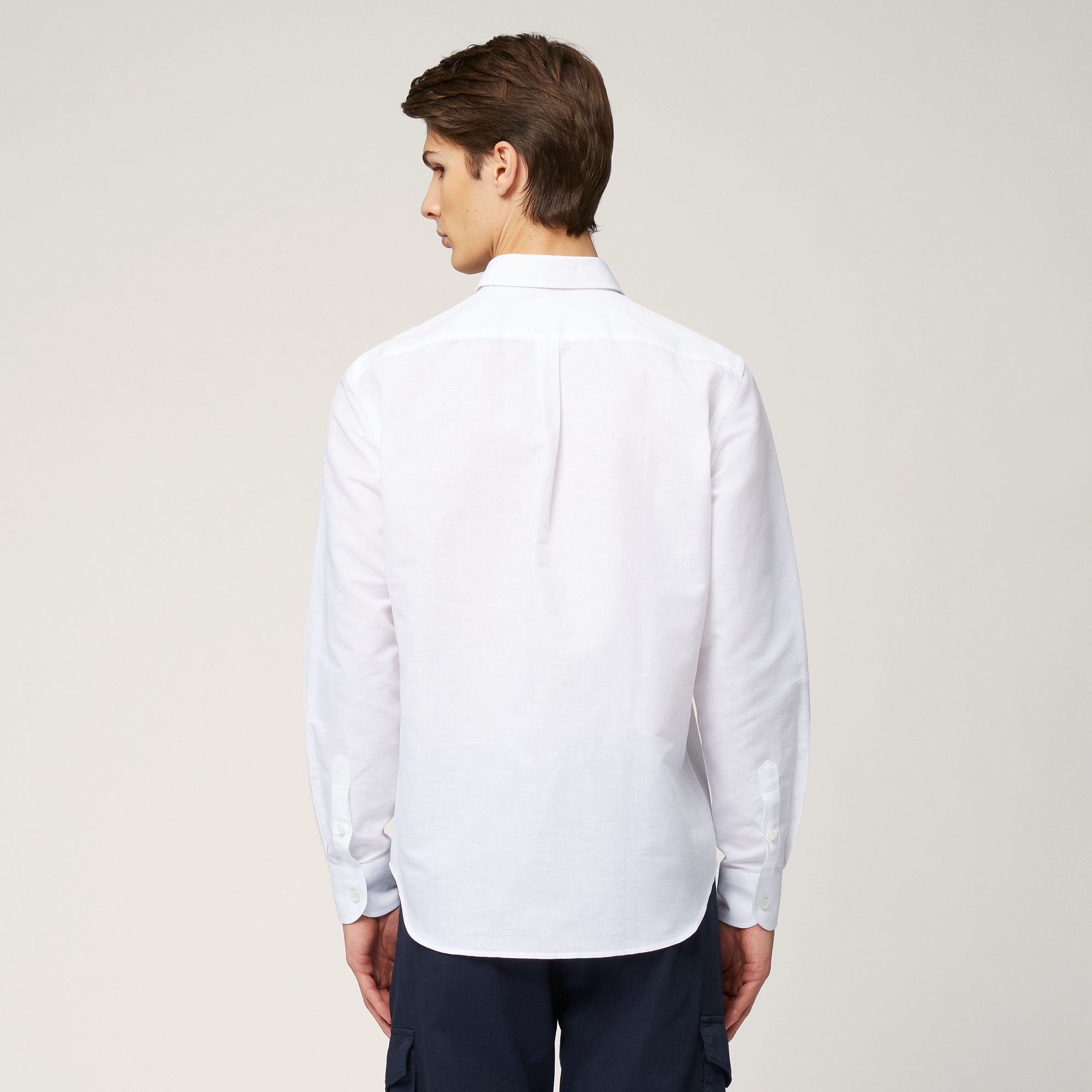 Slub Cotton Shirt, White, large image number 1