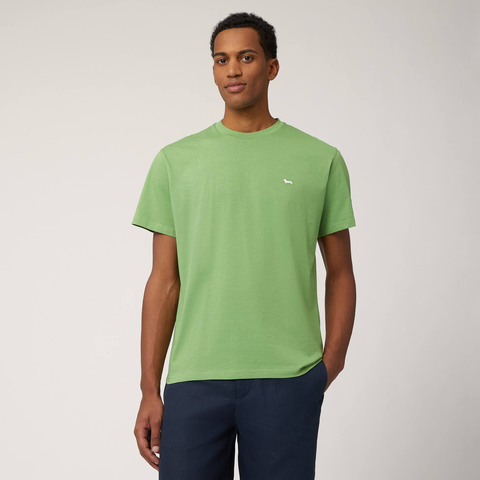 T-Shirt In Cotone Pima, Verde Prato, large