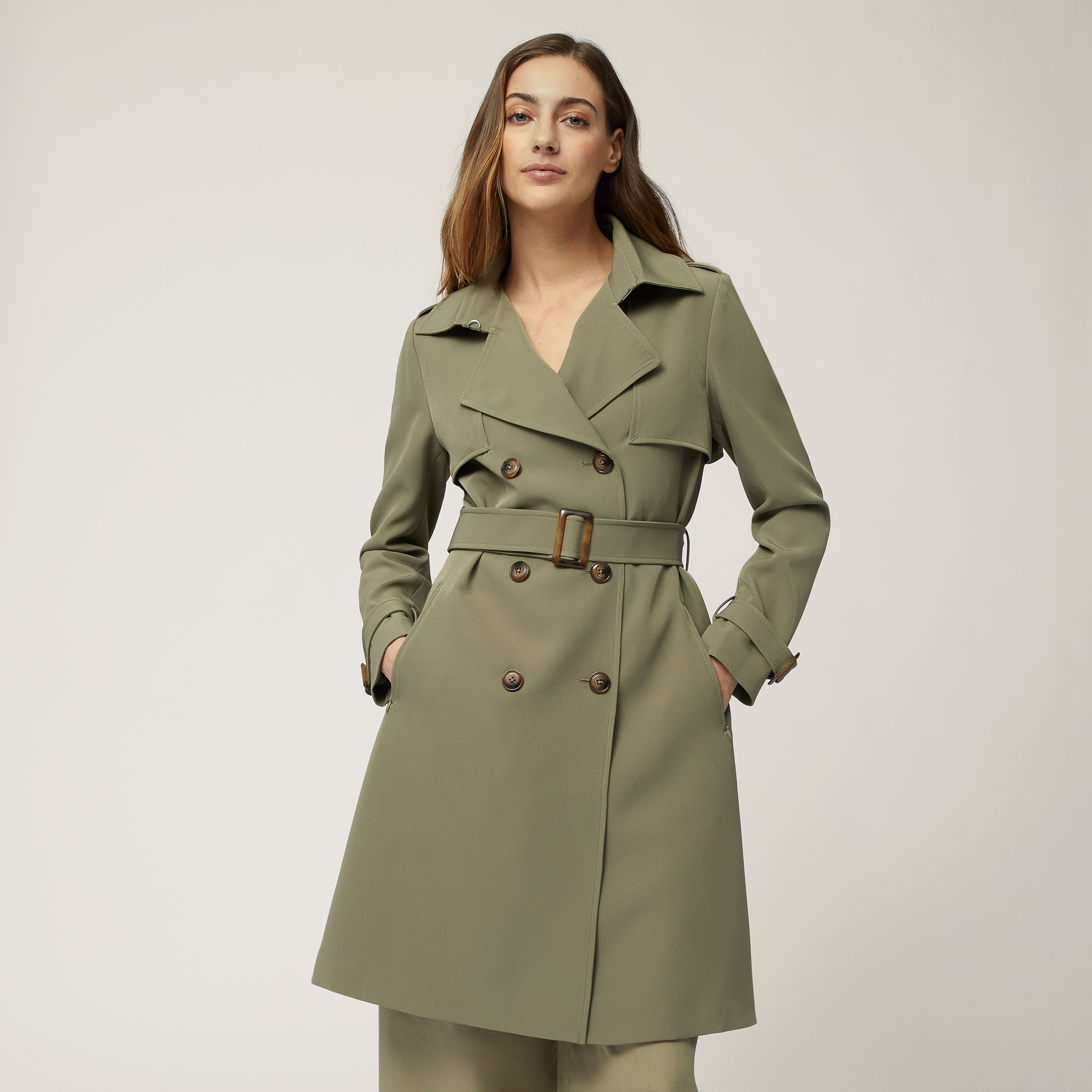 Double-Breasted Trench Coat with Belt