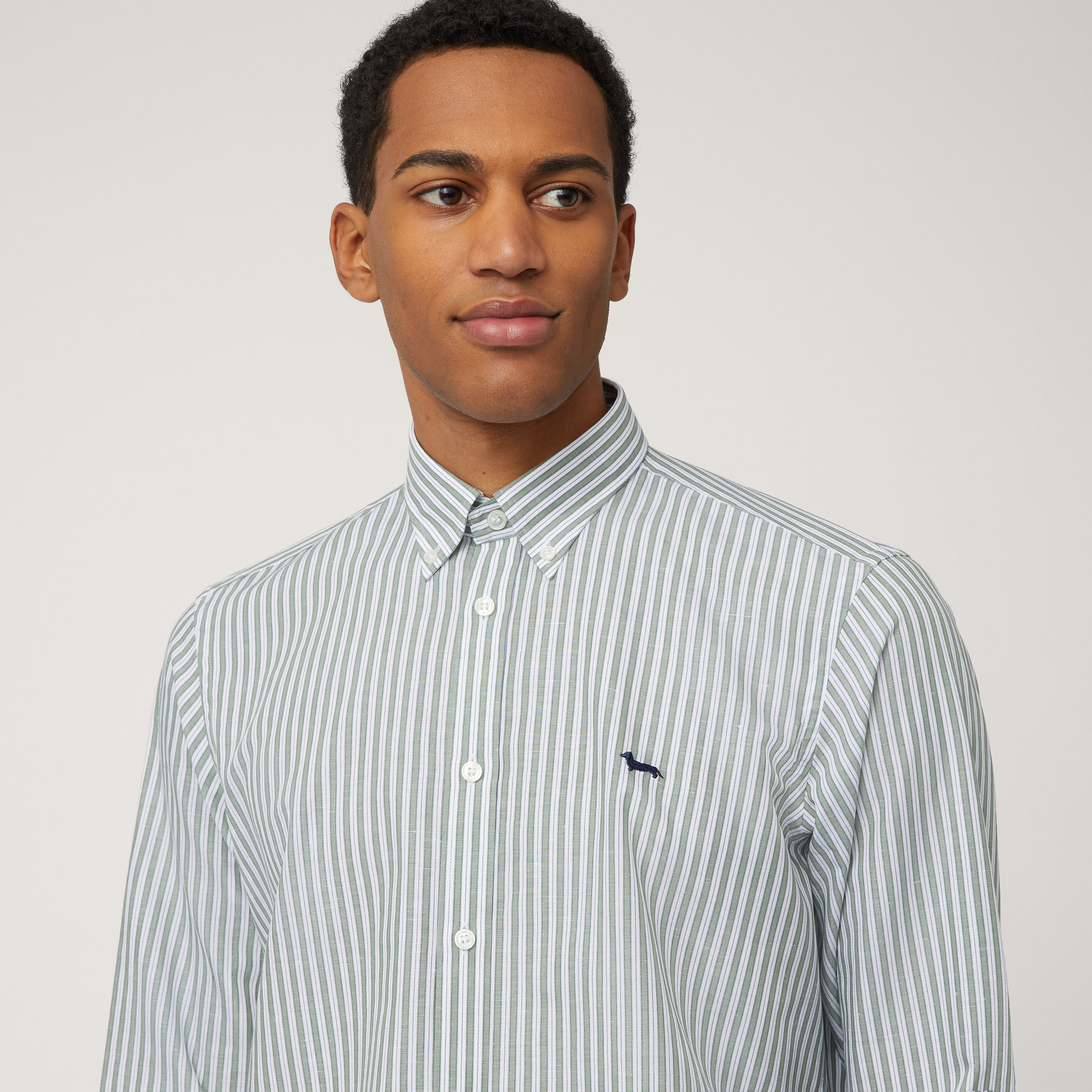 Striped Regular Shirt, Meadow Green, large image number 2