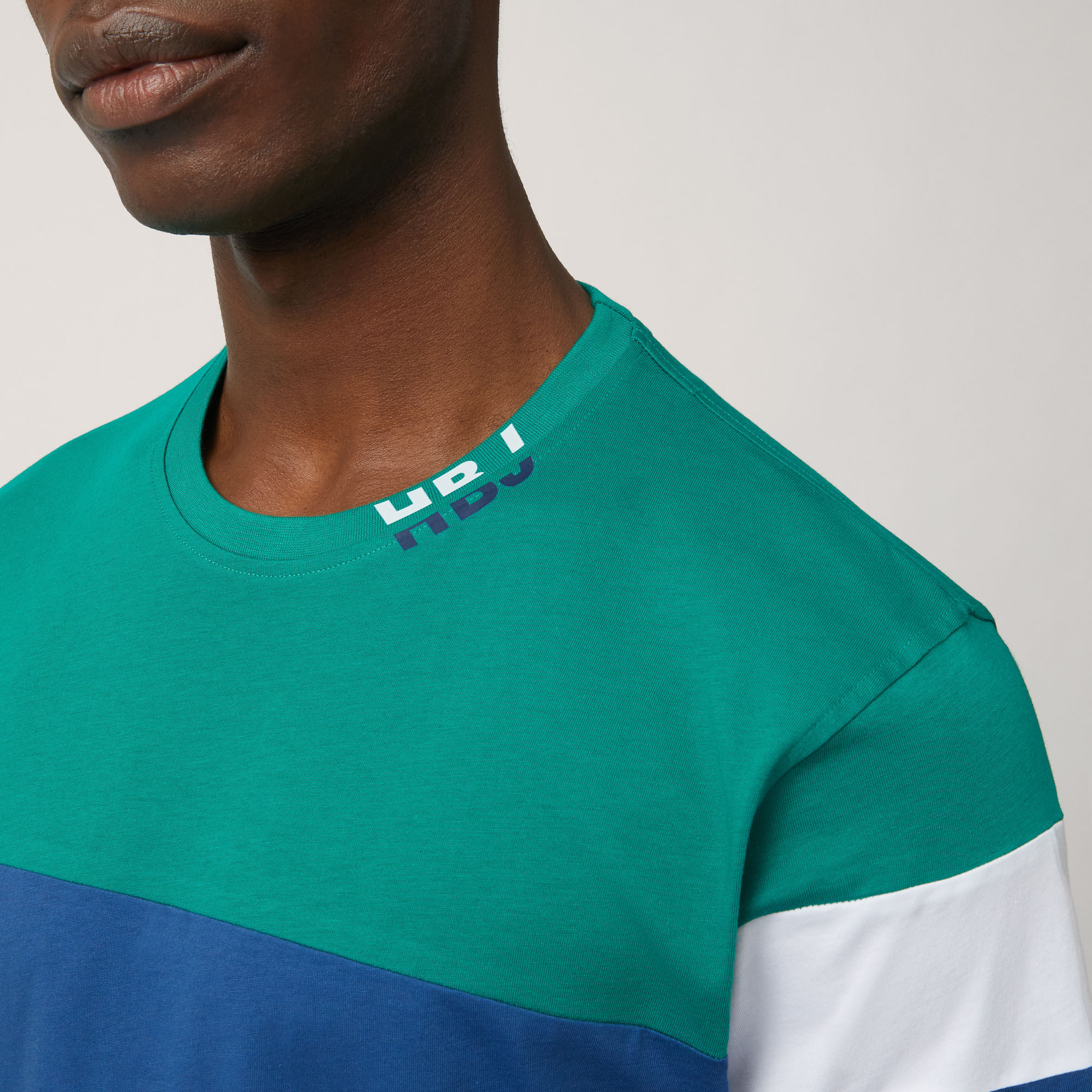 T-Shirt Regular Color Block, Verde Scuro, large image number 2
