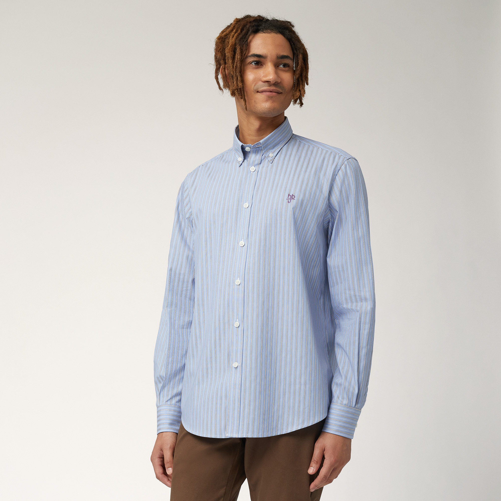 Striped Monogram Shirt, Blue, large image number 0