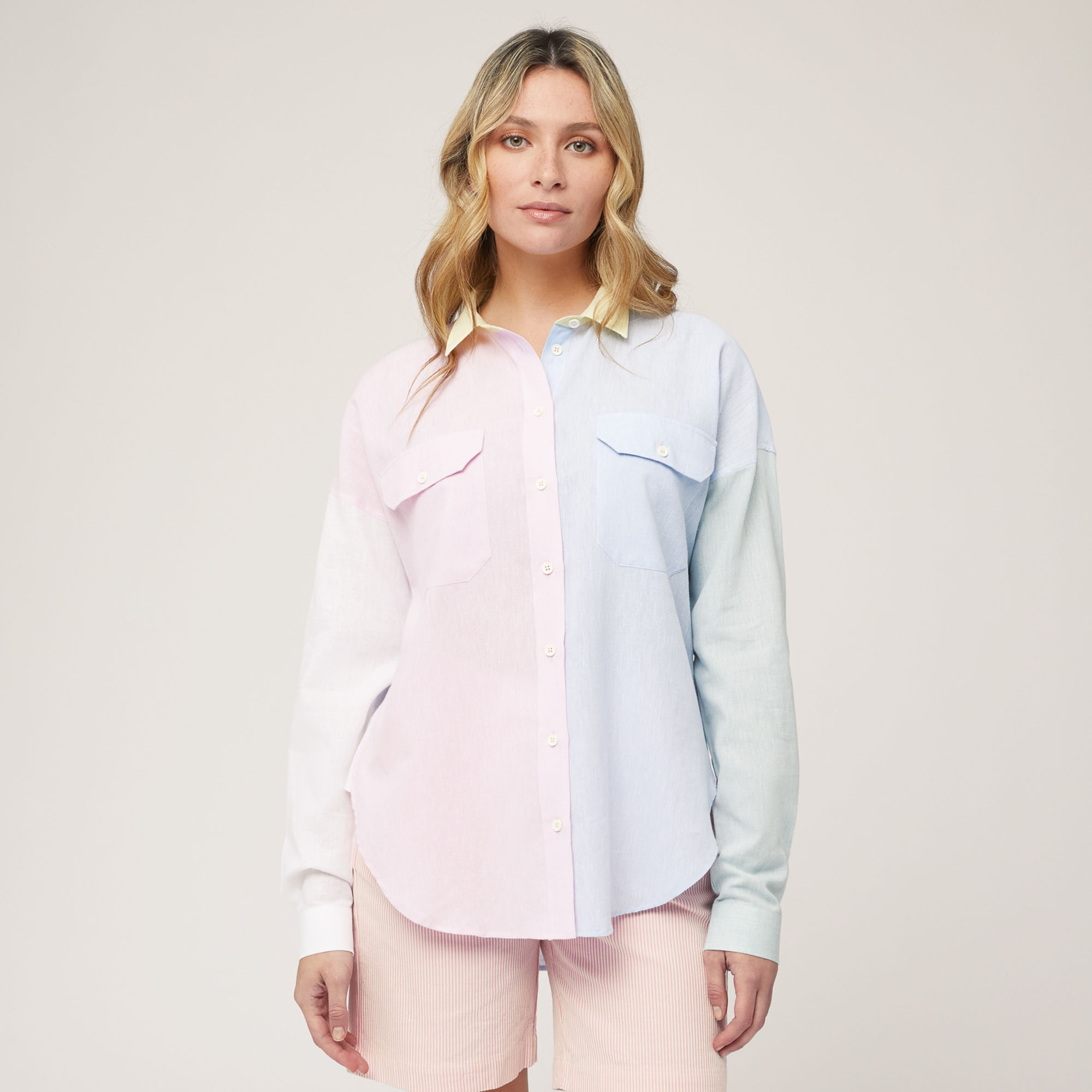 Cotton and Linen Sorbet Shirt, Light Blue, large image number 0