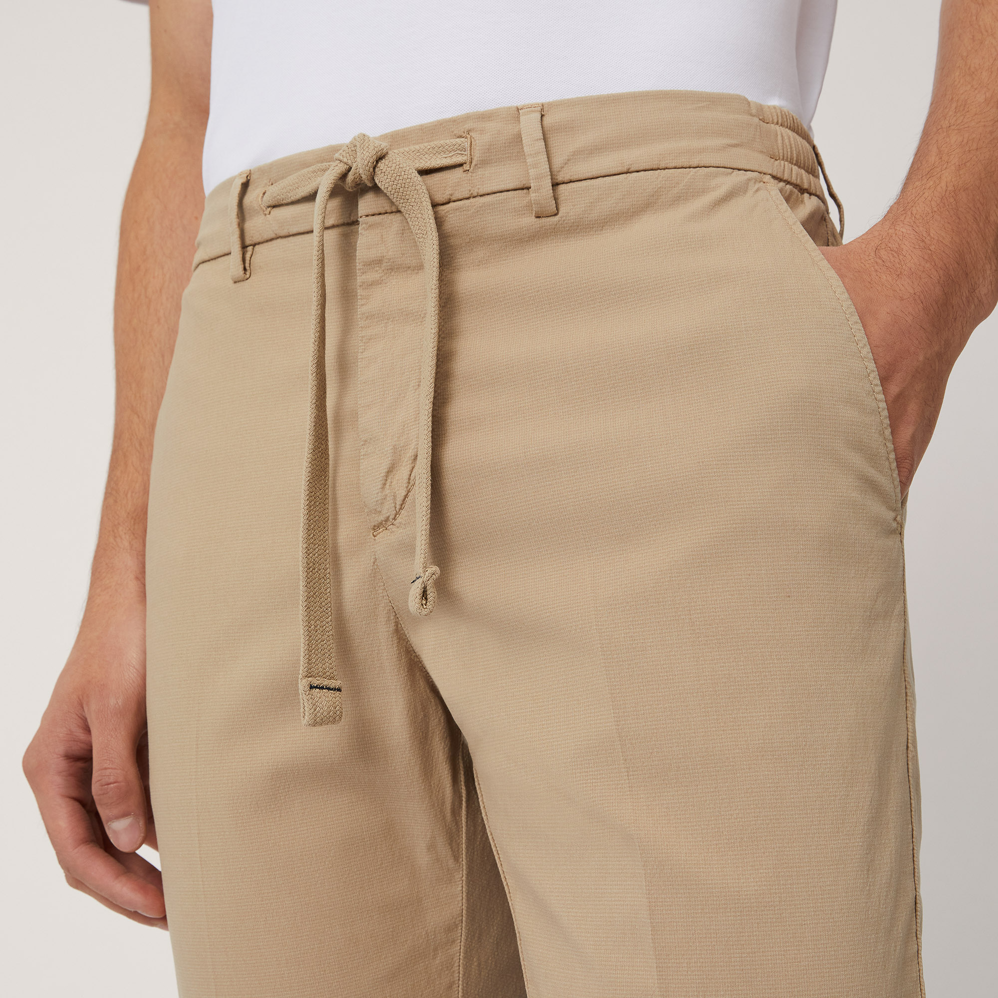 Cotton-Blend Jogging Pants, Beige, large image number 2