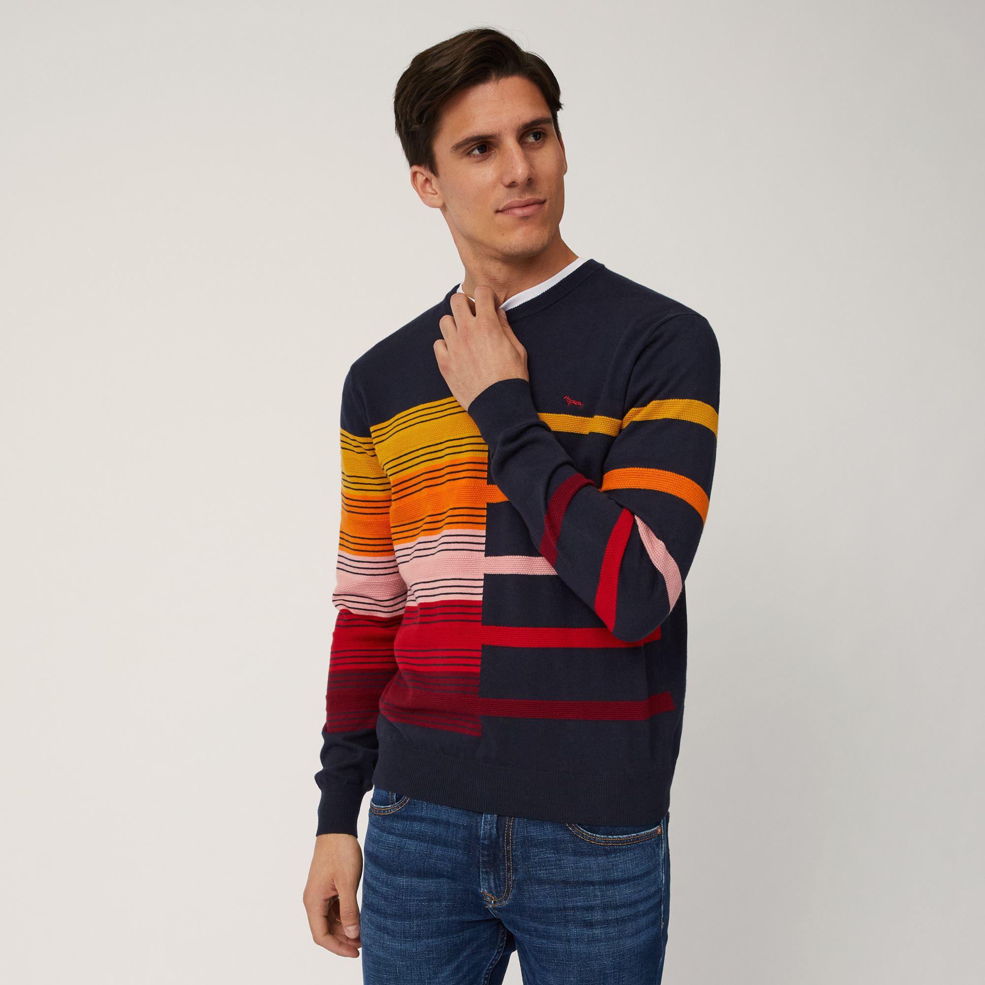 Pullover with Mixed Detailing Luxury italian Knitwear and Hoodies Harmont Blaine