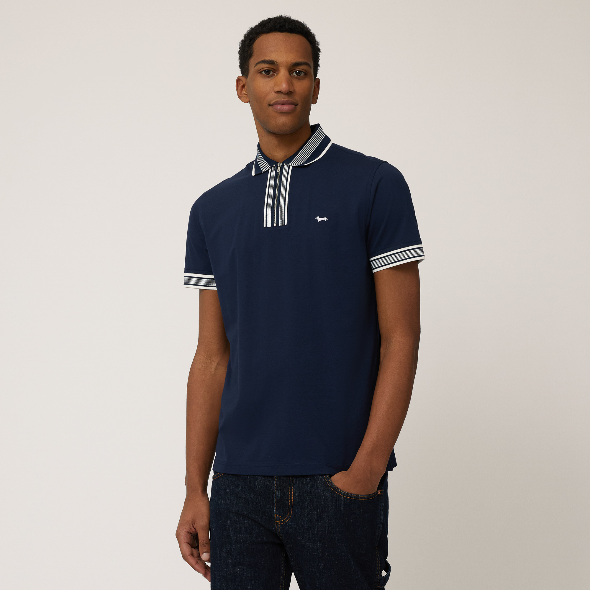 Polo In Cotone Con Zip, Blu Navy, large image number 0