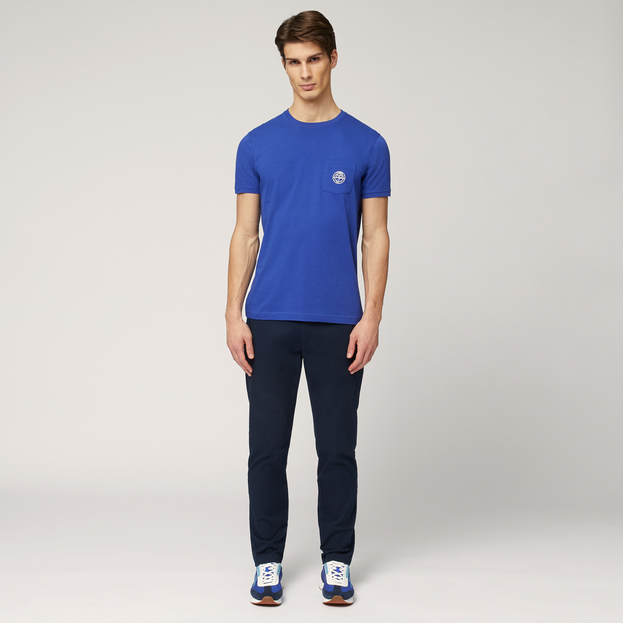 T-Shirt with Branded Pocket, Electric Blue, large image number 3