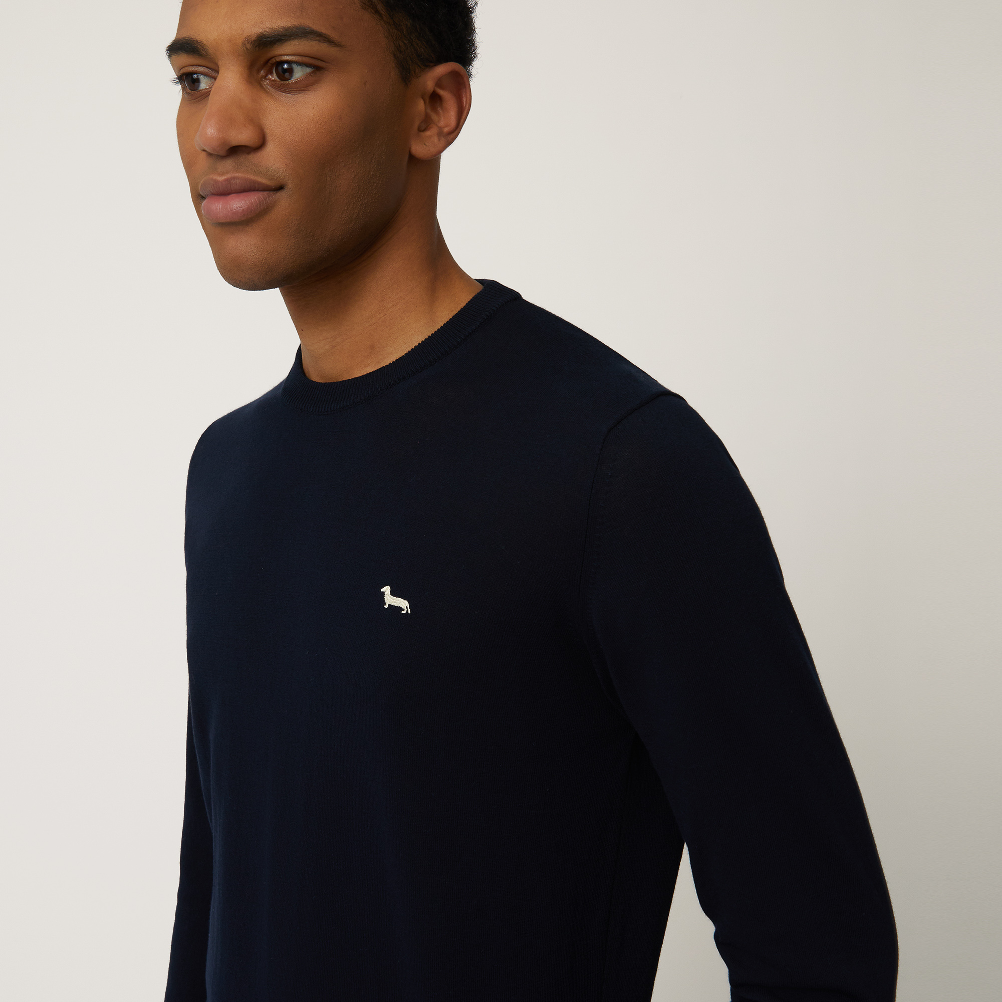 Cotton Crepe Pullover, Navy Blue, large image number 2