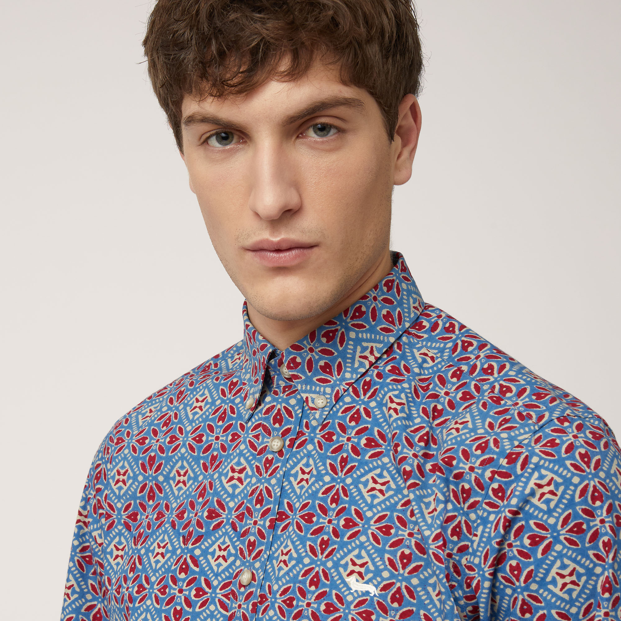 Multicolor Pattern Shirt, Burgundy, large image number 2