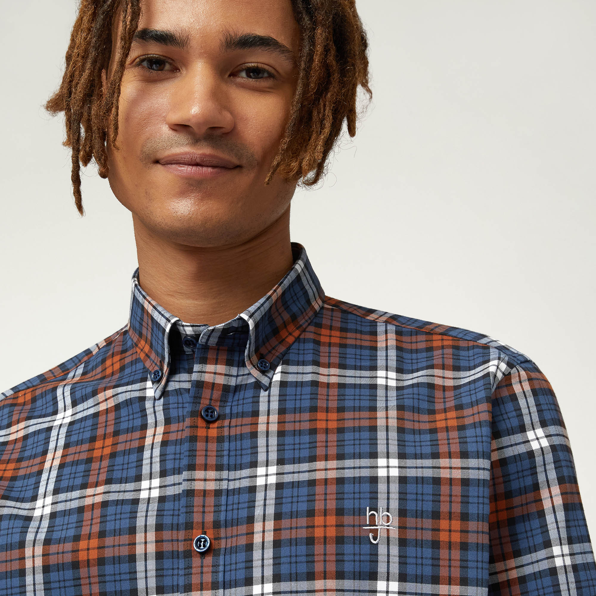 Cotton Plaid Shirt, Orange, large image number 2