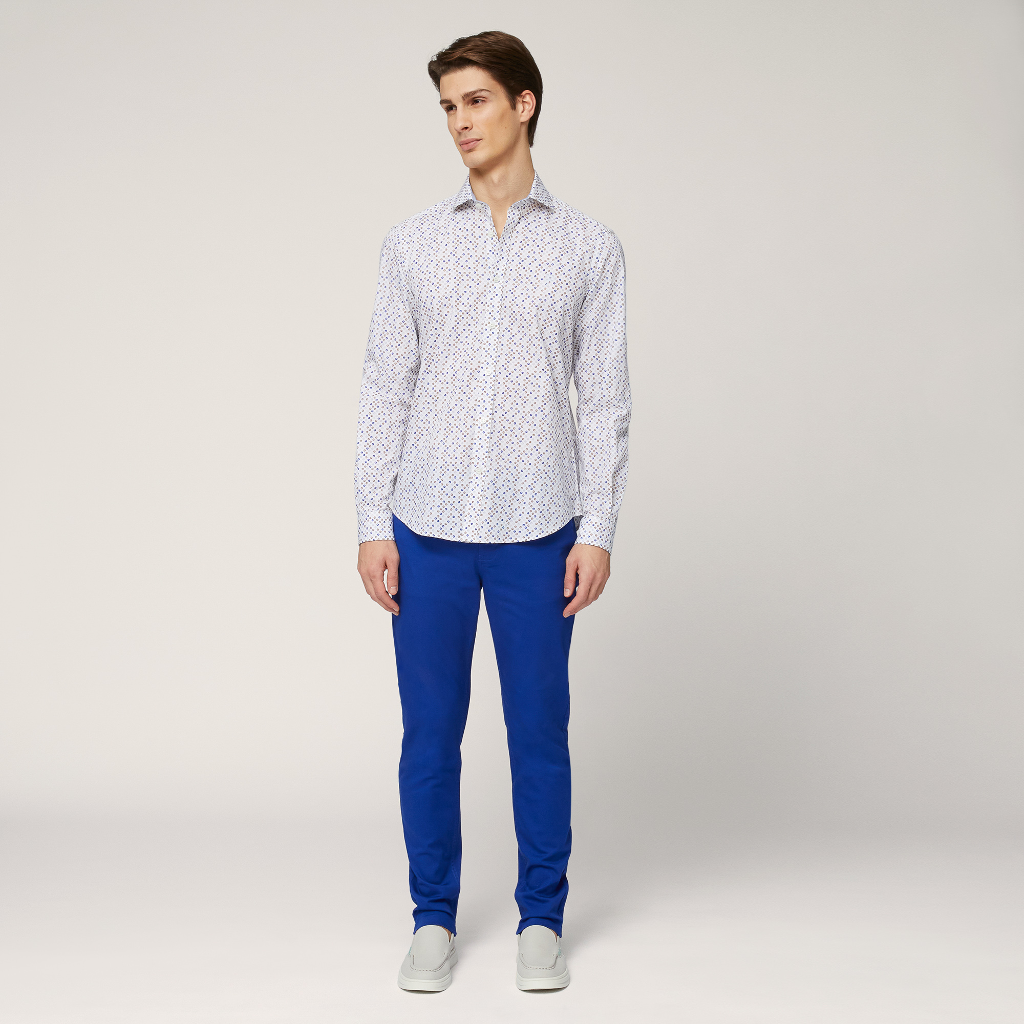 Micro-Patterned Narrow Shirt, White, large image number 3