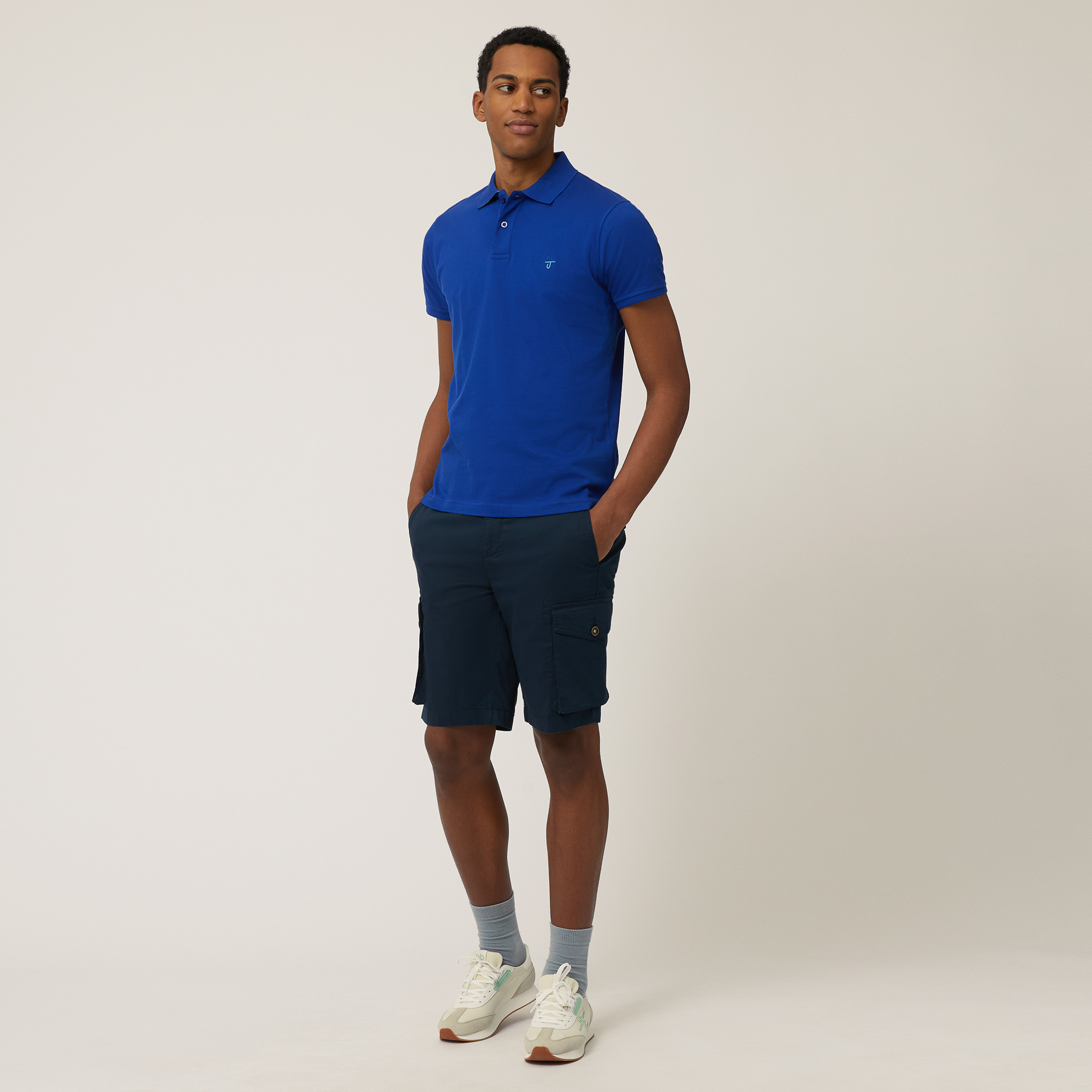 Polo In Cotone Narrow Fit, Blu Elettrico, large image number 3