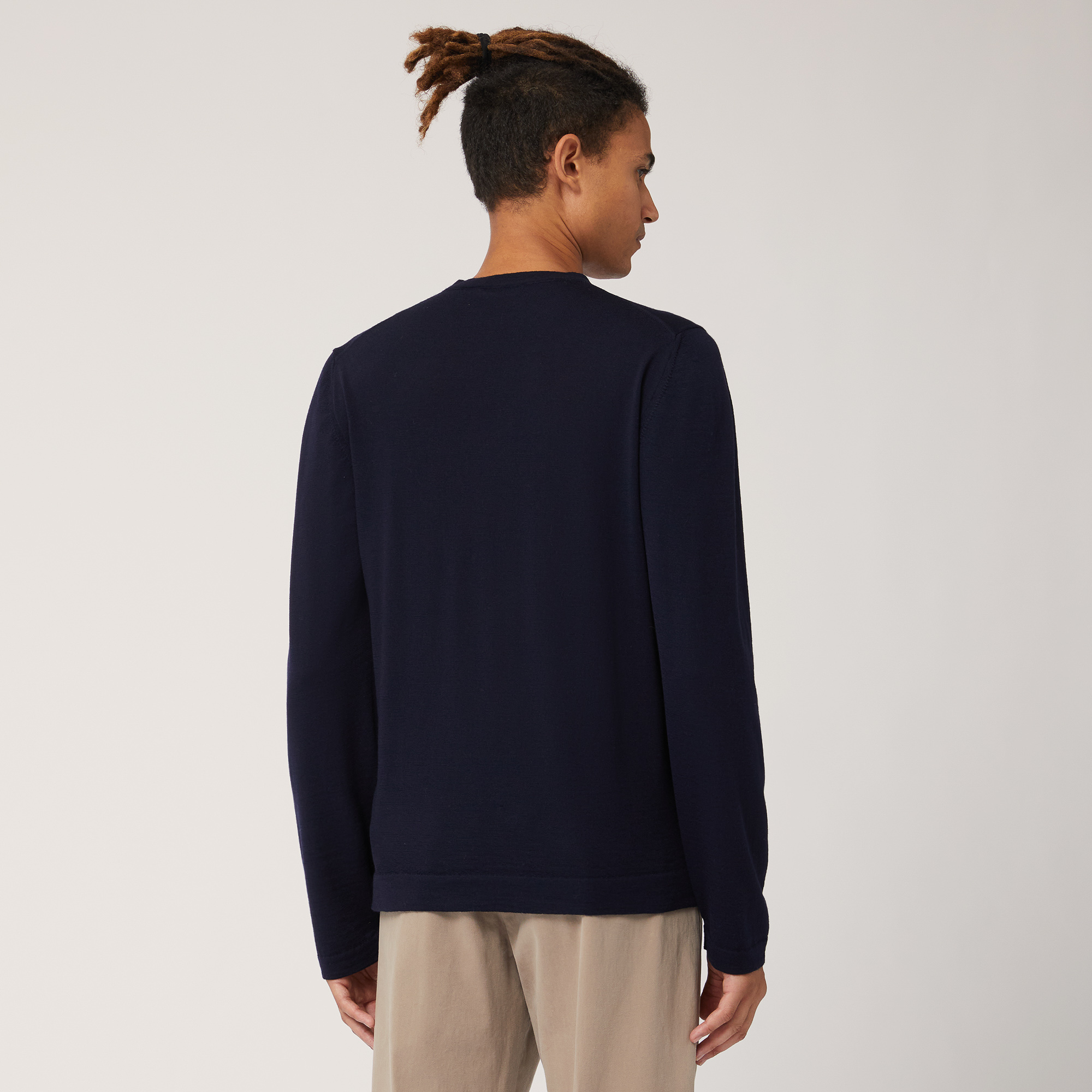 Wool Long-Sleeved Sweater, Blue , large image number 1