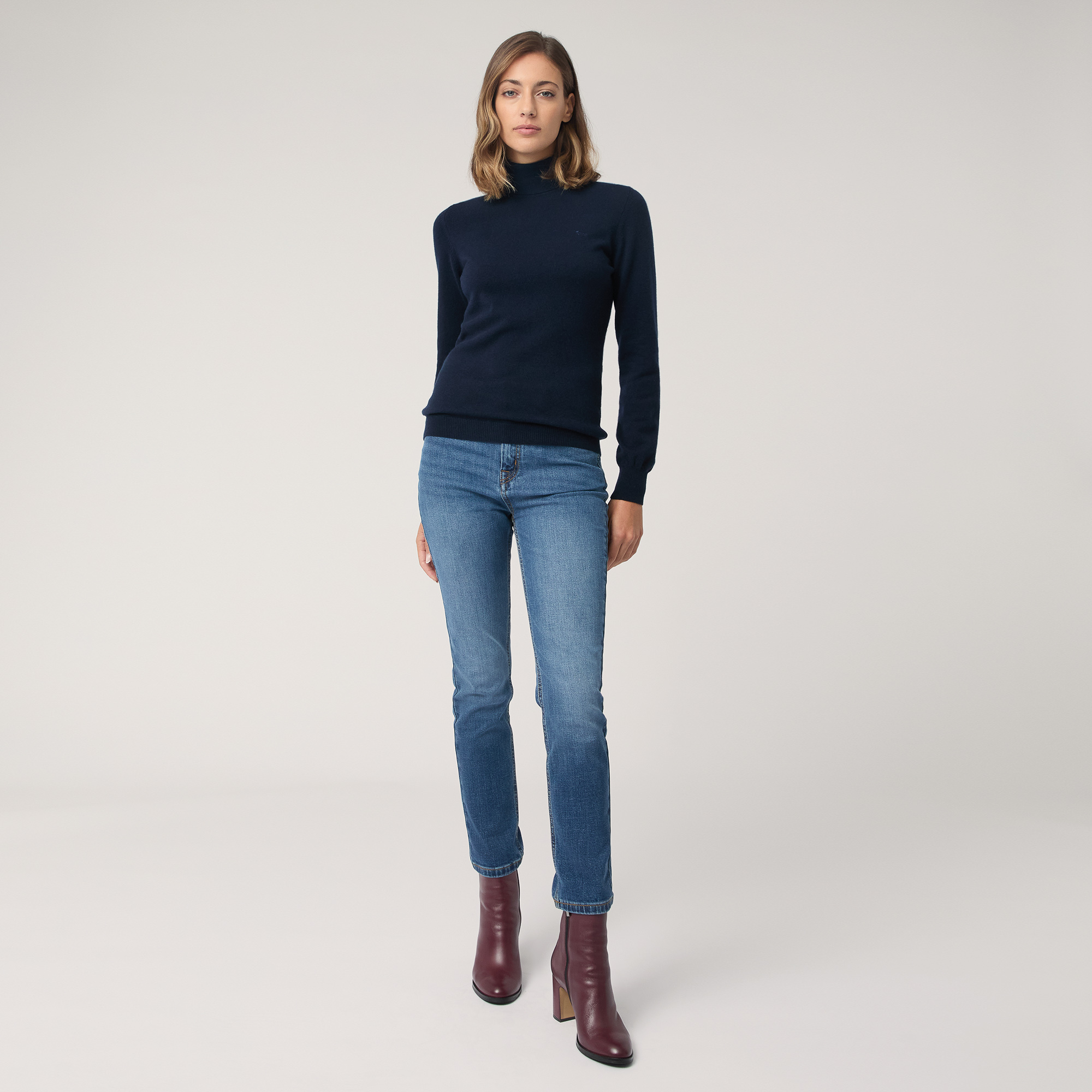 Cashmere Turtleneck Sweater, Blue, large image number 3