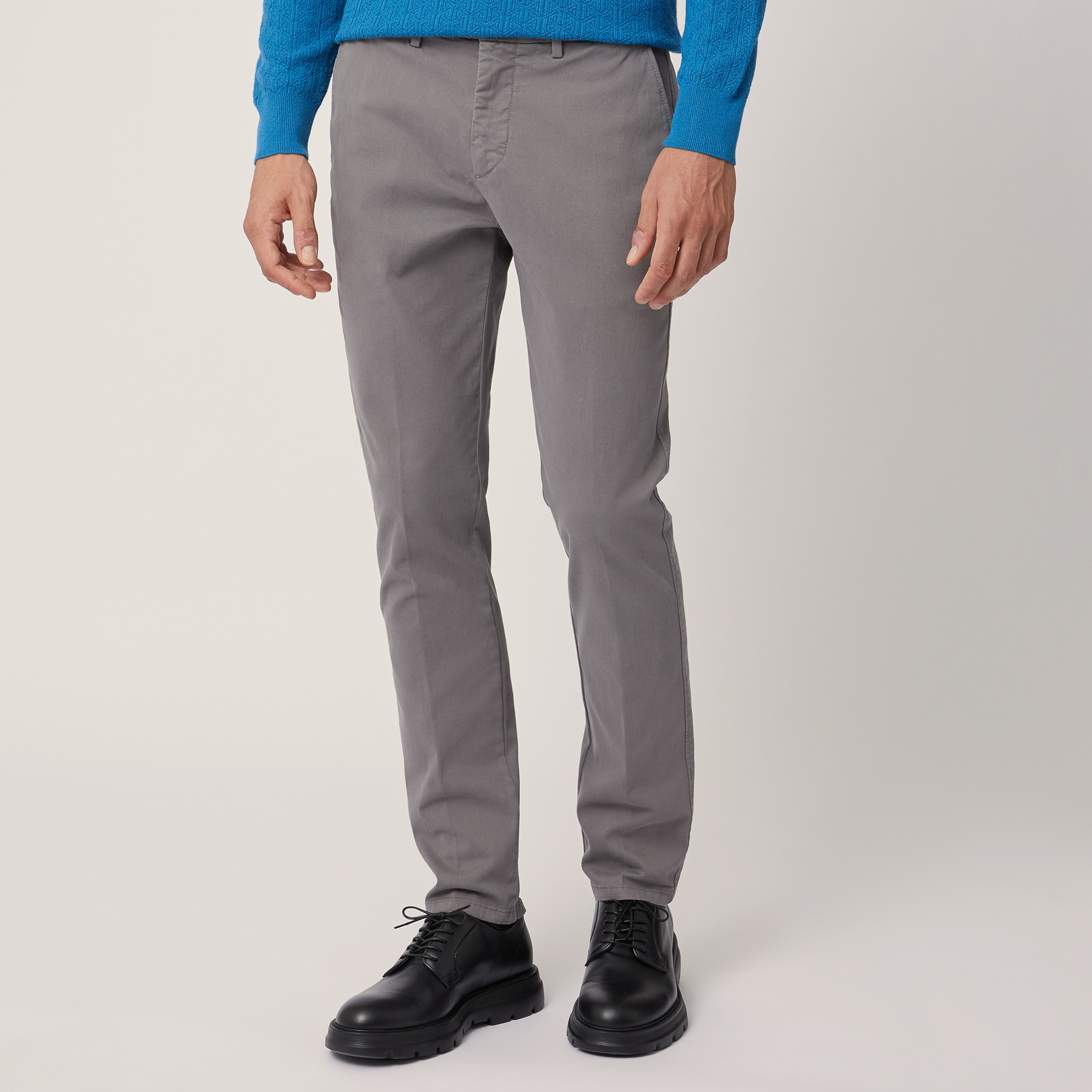 Narrow Fit Chino Pants, Grigio, large image number 0