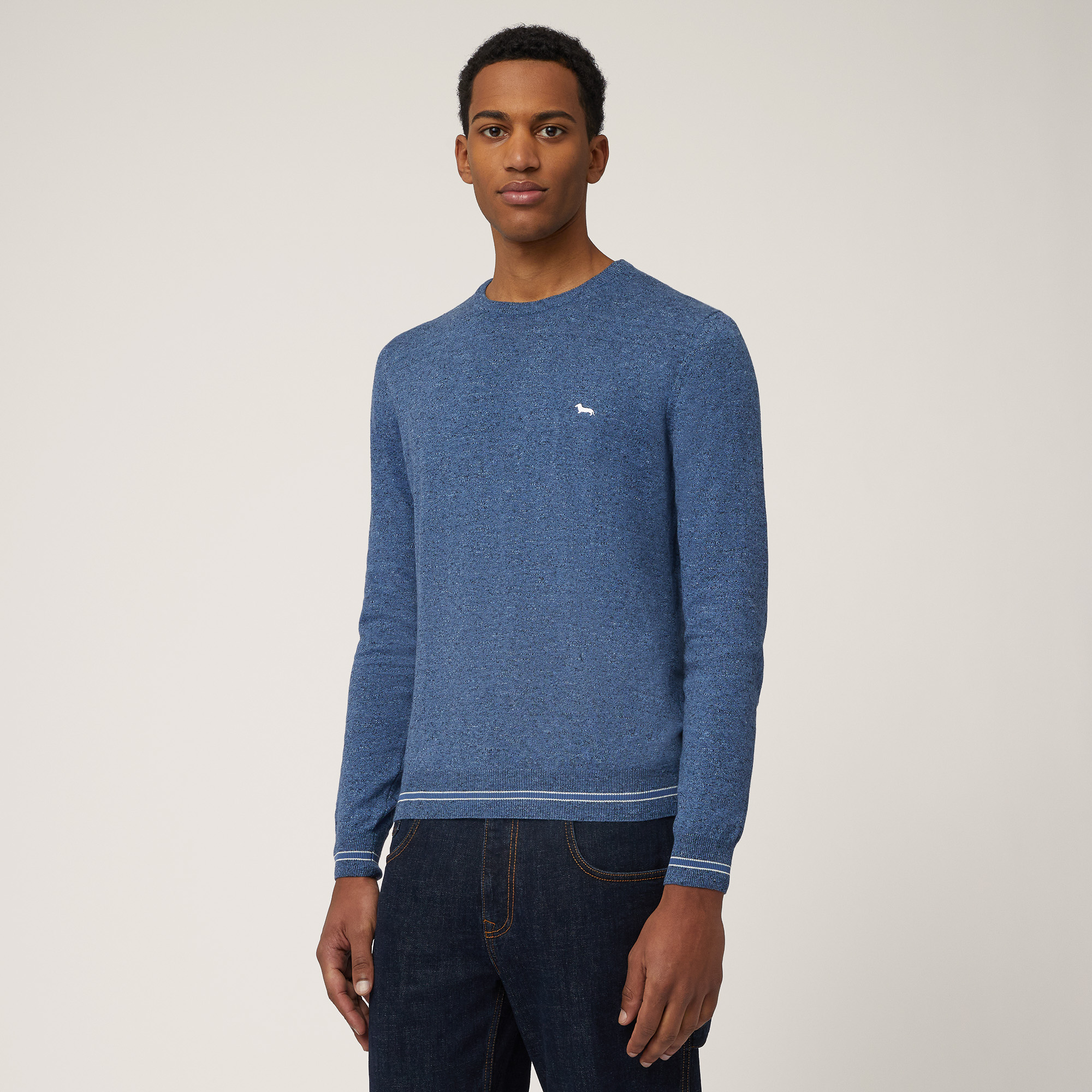 Tweed Crew-Neck Pullover, Light Blue, large image number 0