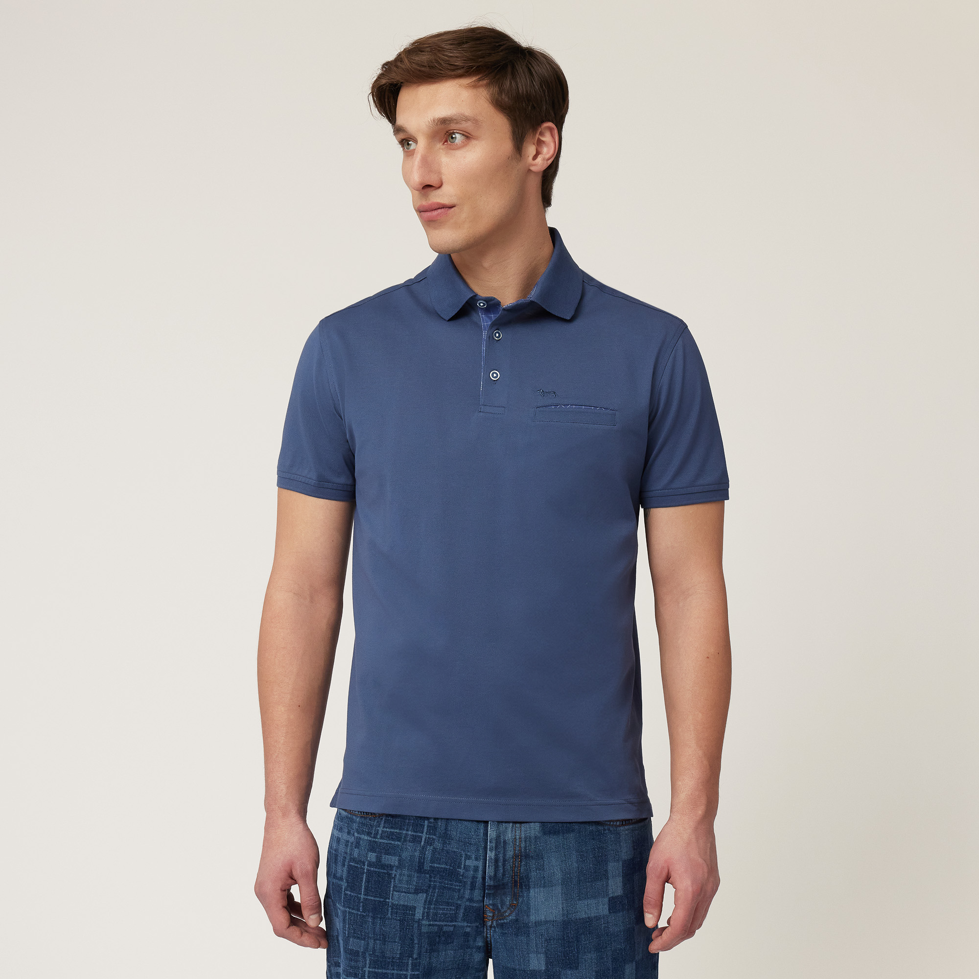 Polo Con Taschino, Blu Marine, large