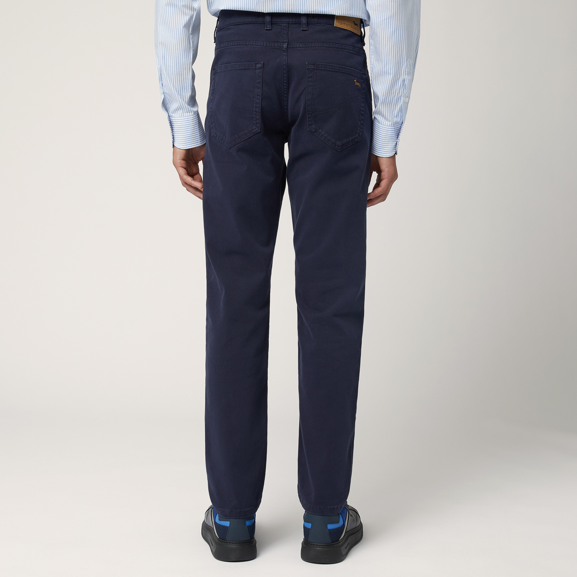 Narrow Five-Pocket Pants, Blu, large image number 1