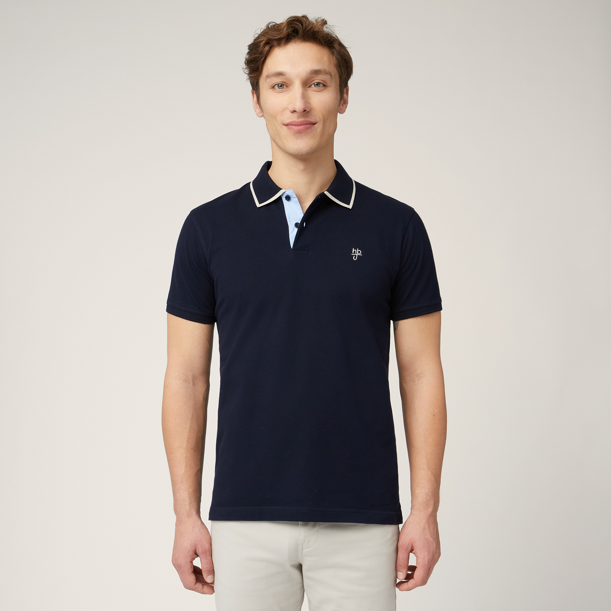 Polo Con Contrasti, Blu Scuro, large