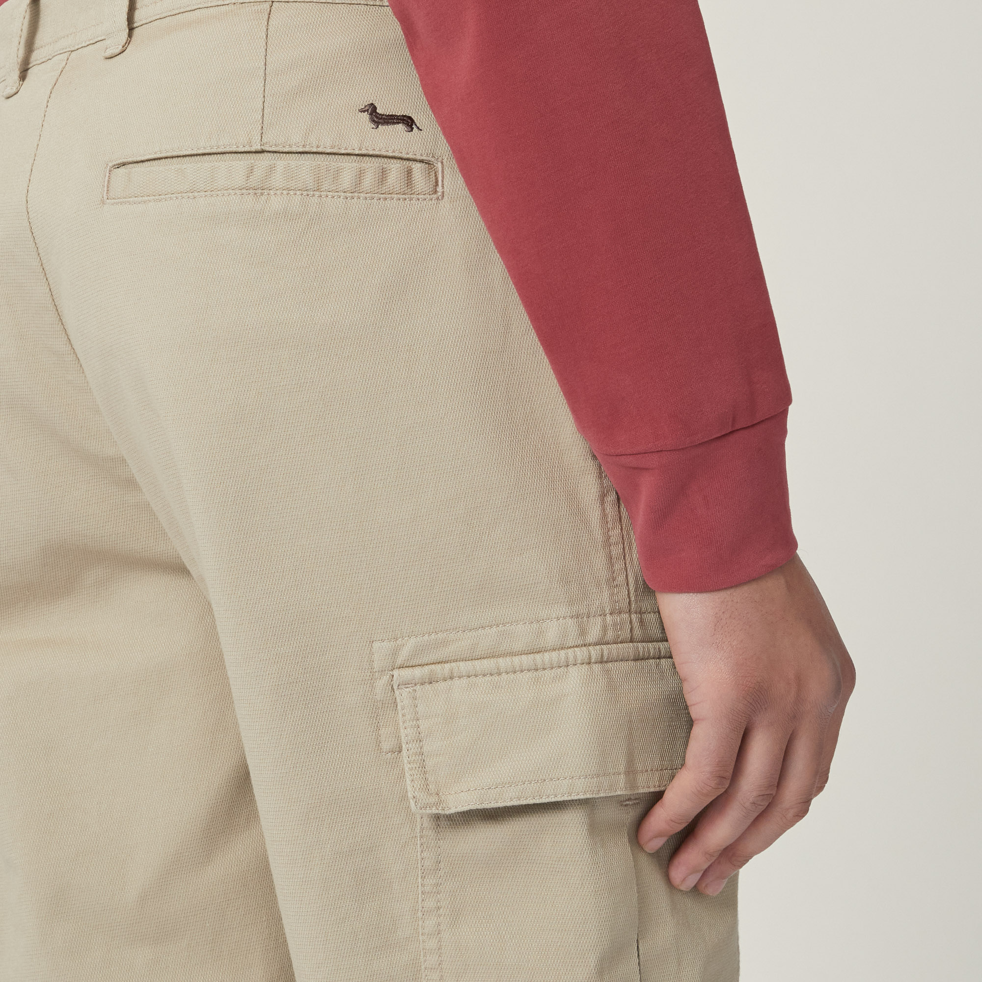 Stretch Cotton Cargo Pants, Beige, large image number 2